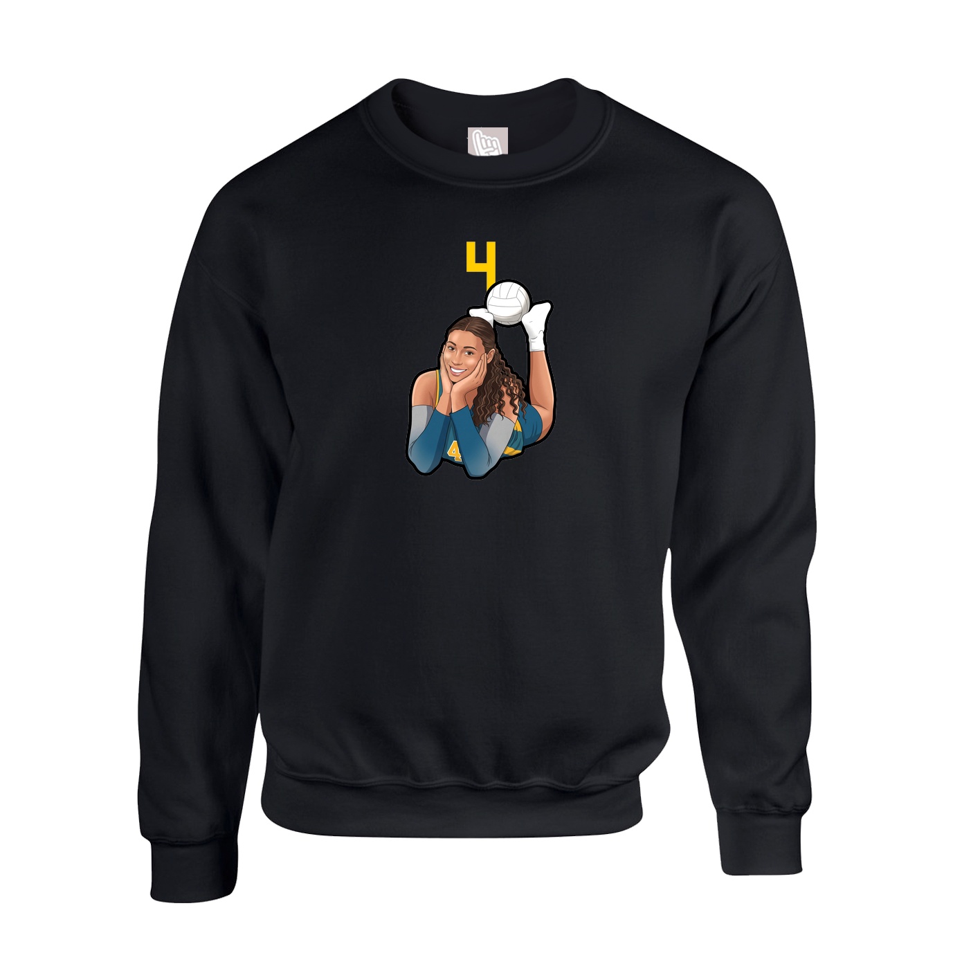 Fleece Crew — Number Top in Black