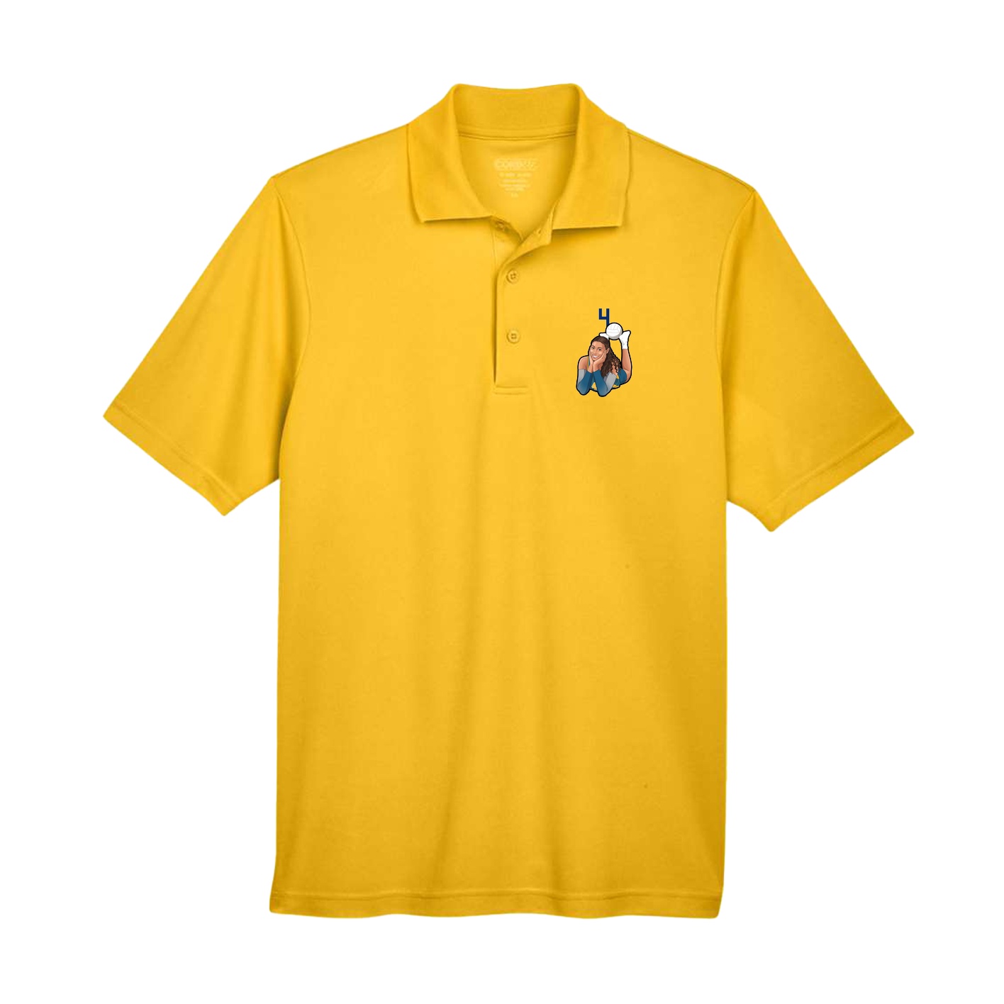 Performance Polo — Number Top in Gold