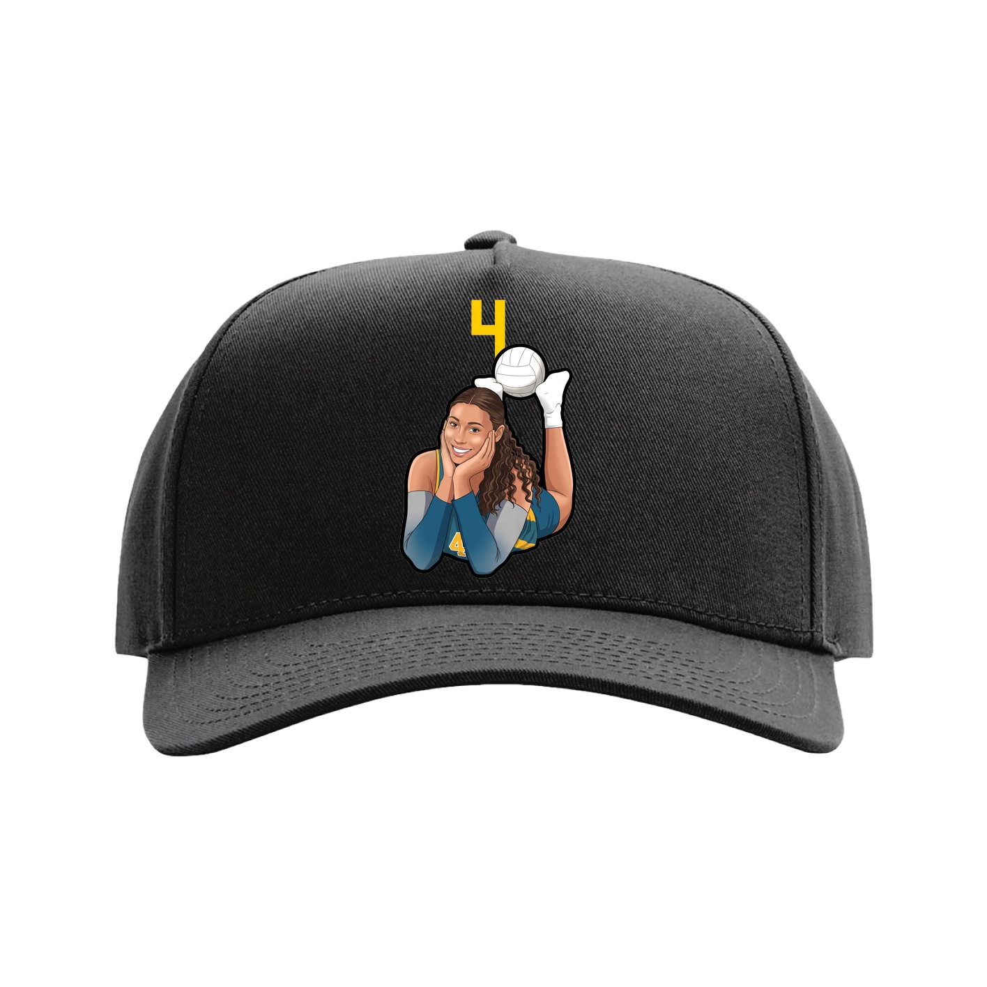 Full Fabric Five-Panel Champ Cap — Number Top in Black