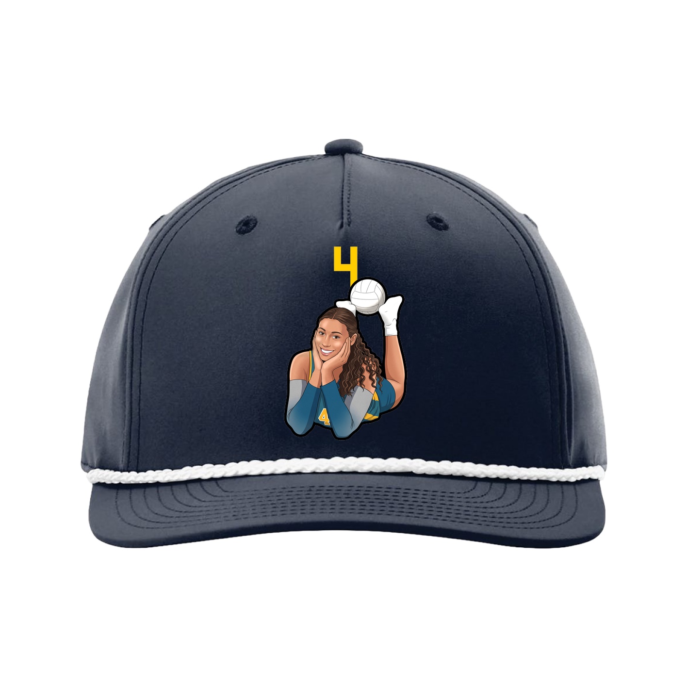 Five-Panel Classic Rope Cap — Number Top in Navy