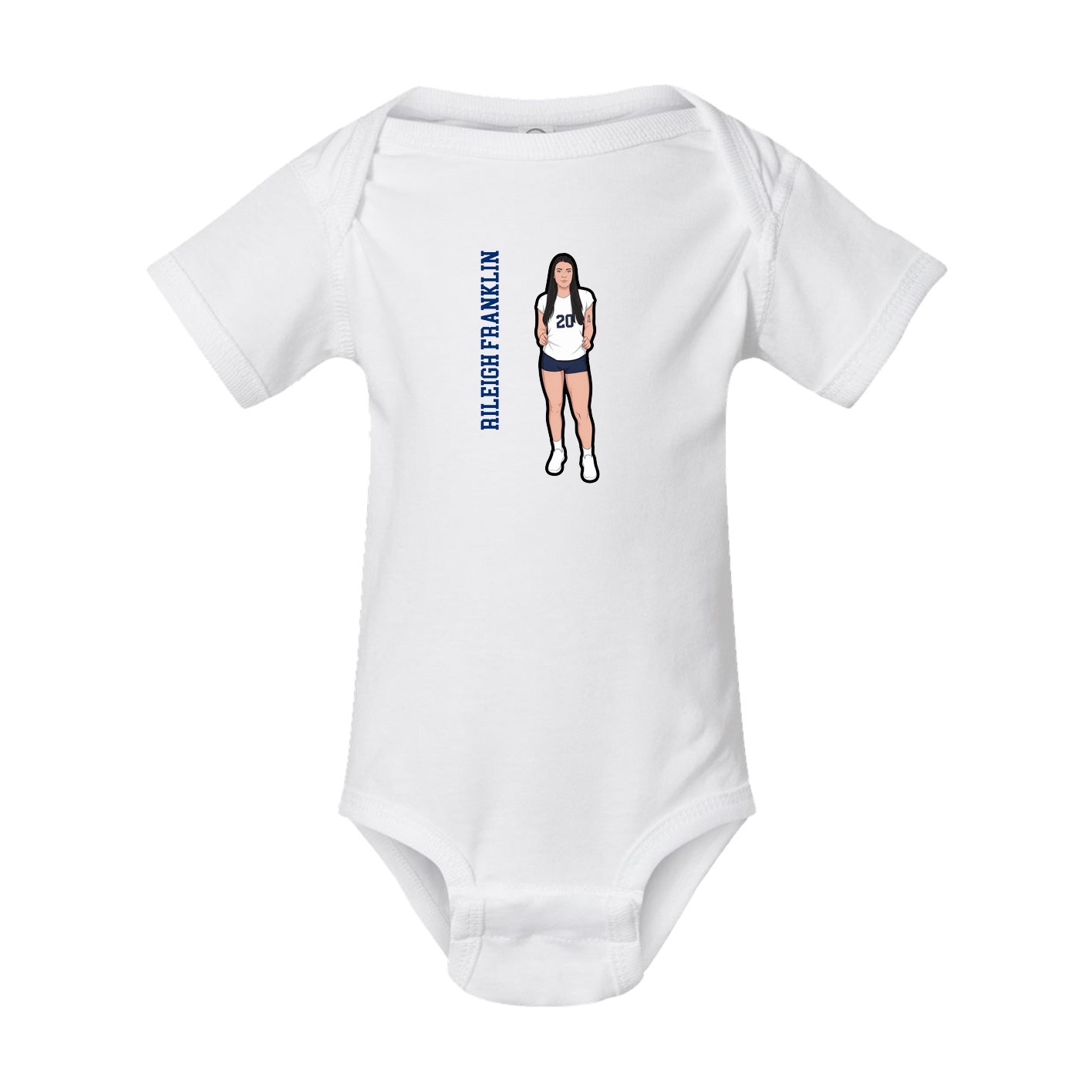 Baby Onesie — Name Vertical in White