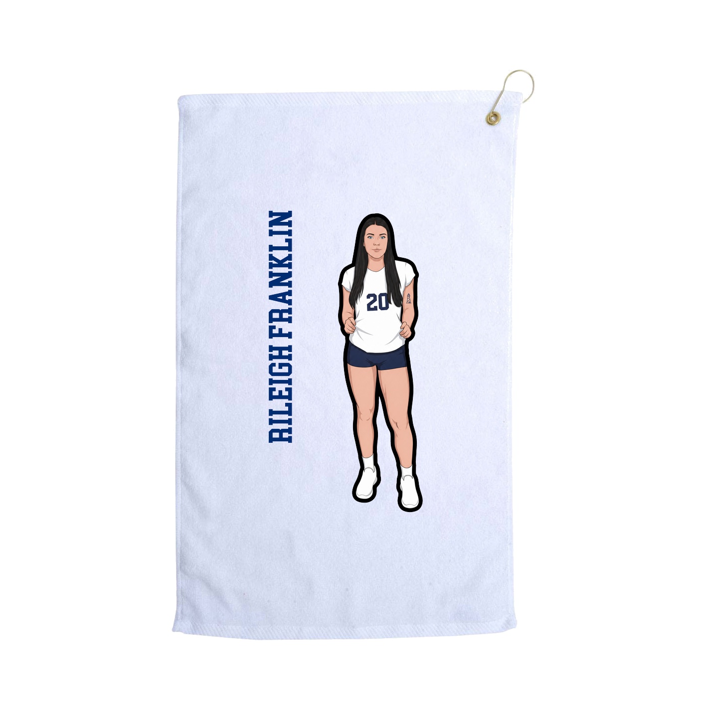 Golf Towel — Name Vertical in White