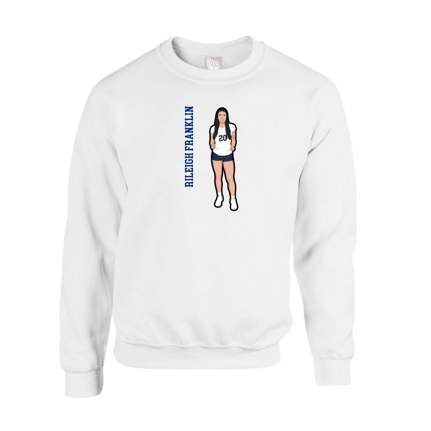 Fleece Crew — Name Vertical in White