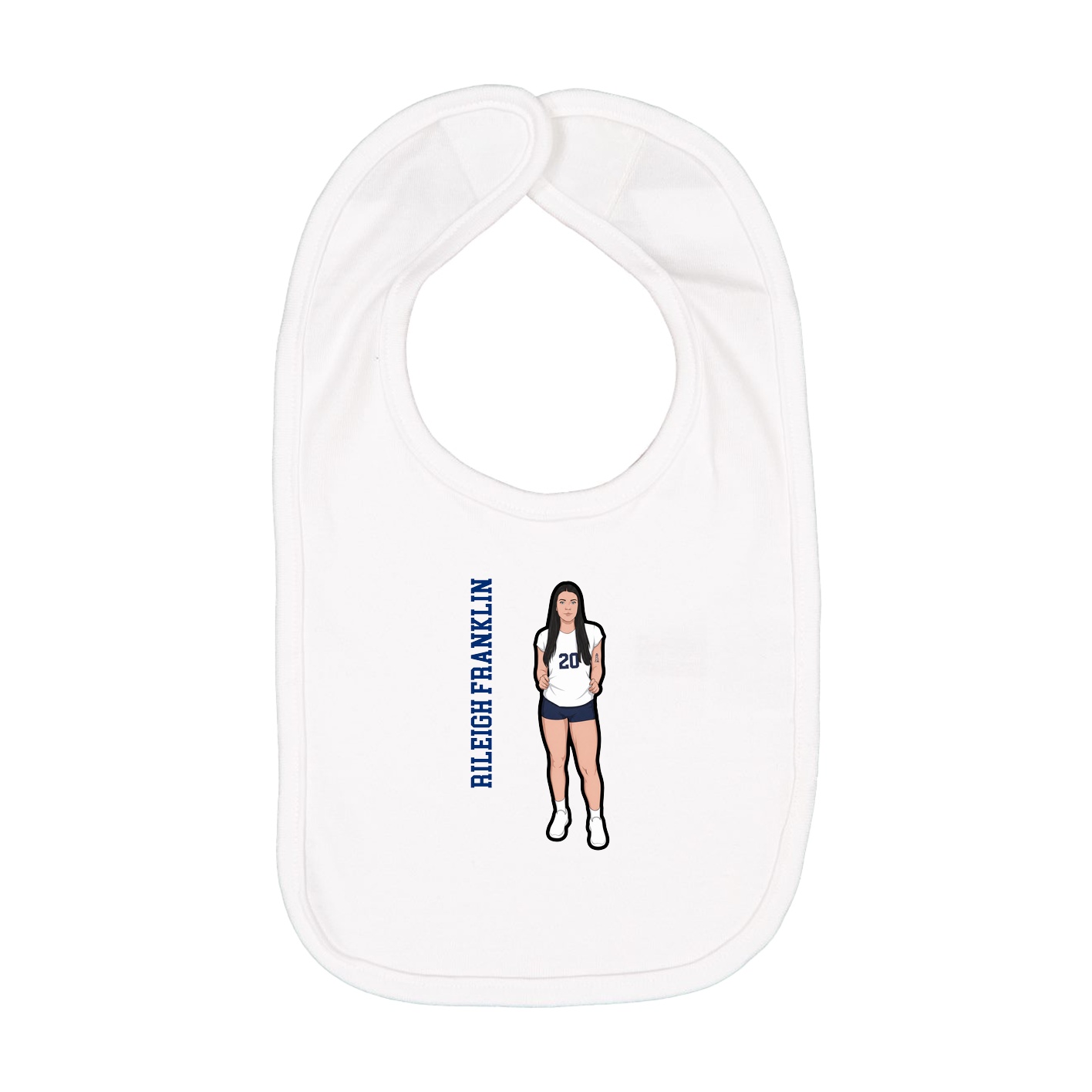 Infant Bib — Name Vertical in White