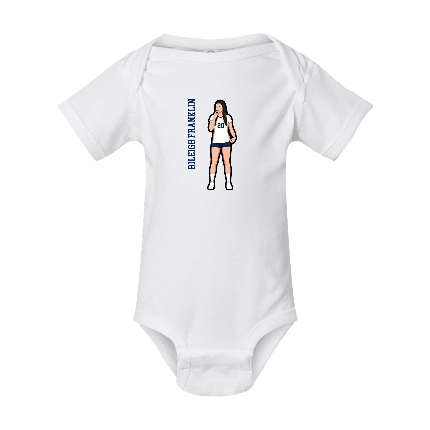 Baby Onesie — Name Vertical in White