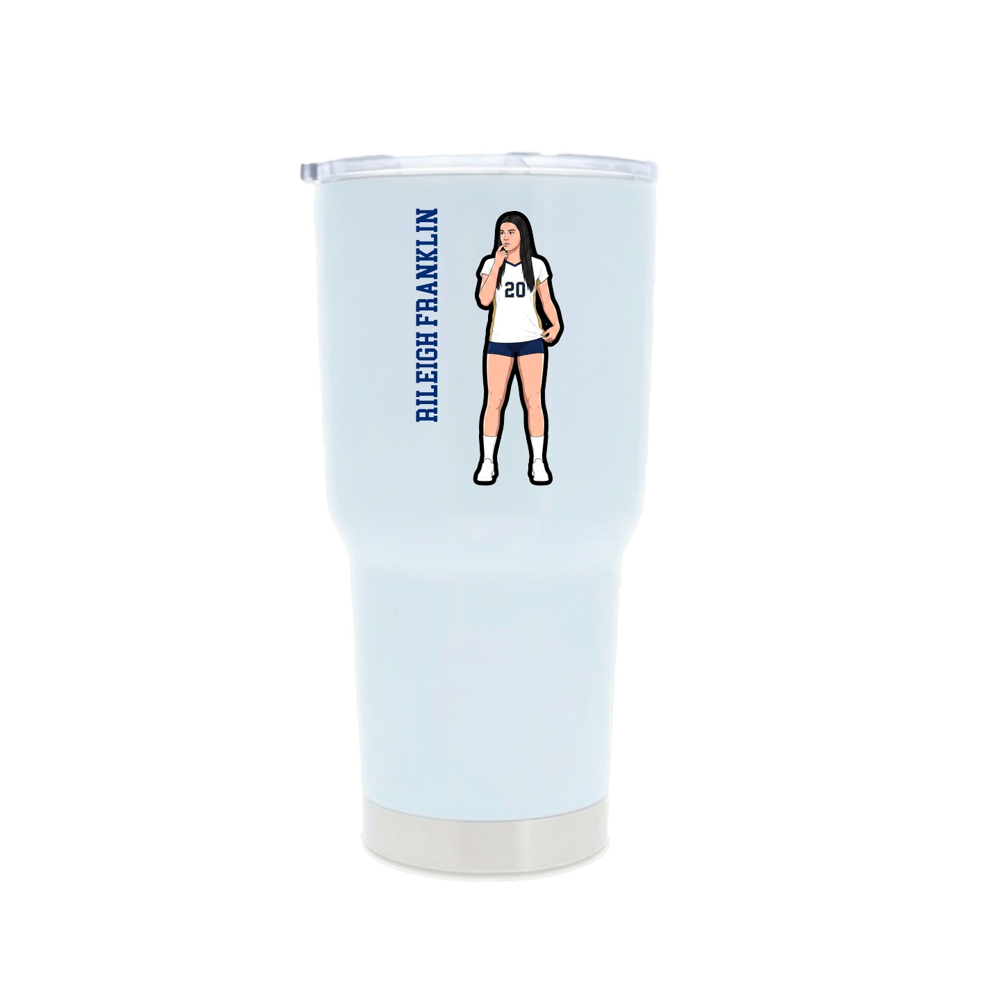 30oz Stainless Steel Tumbler — Name Vertical in White