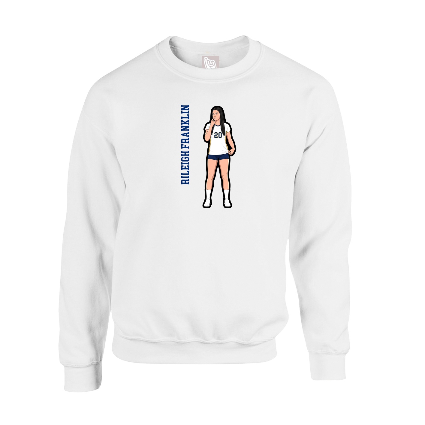 Fleece Crew — Name Vertical in White