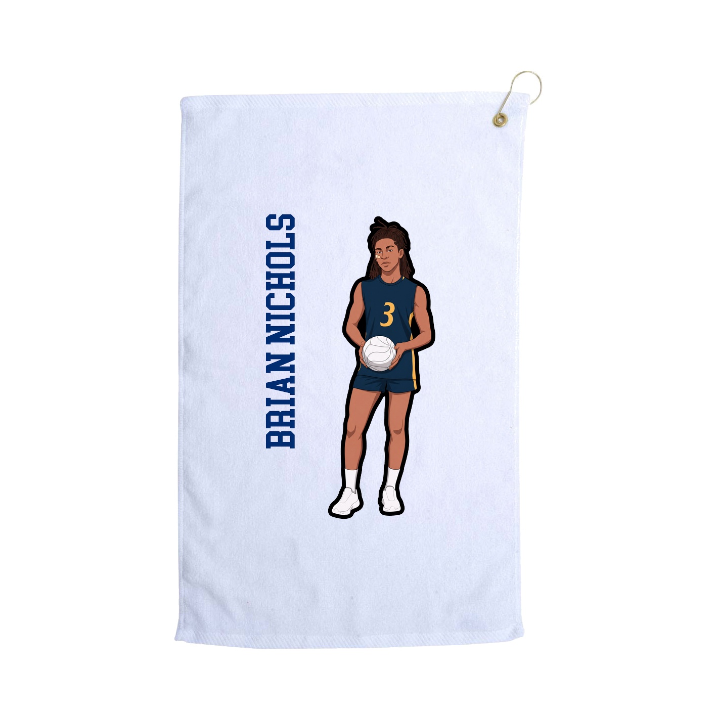 Golf Towel — Name Vertical in White