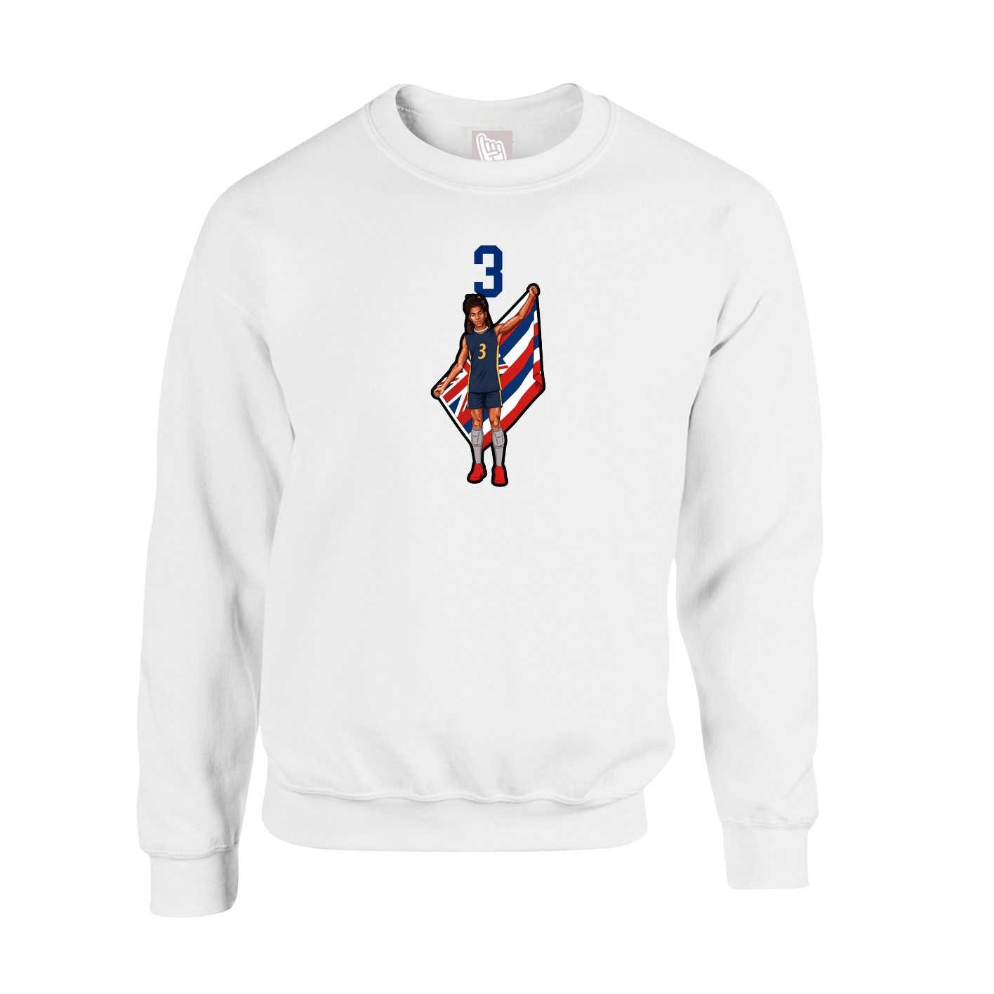Fleece Crew — Number Top in White