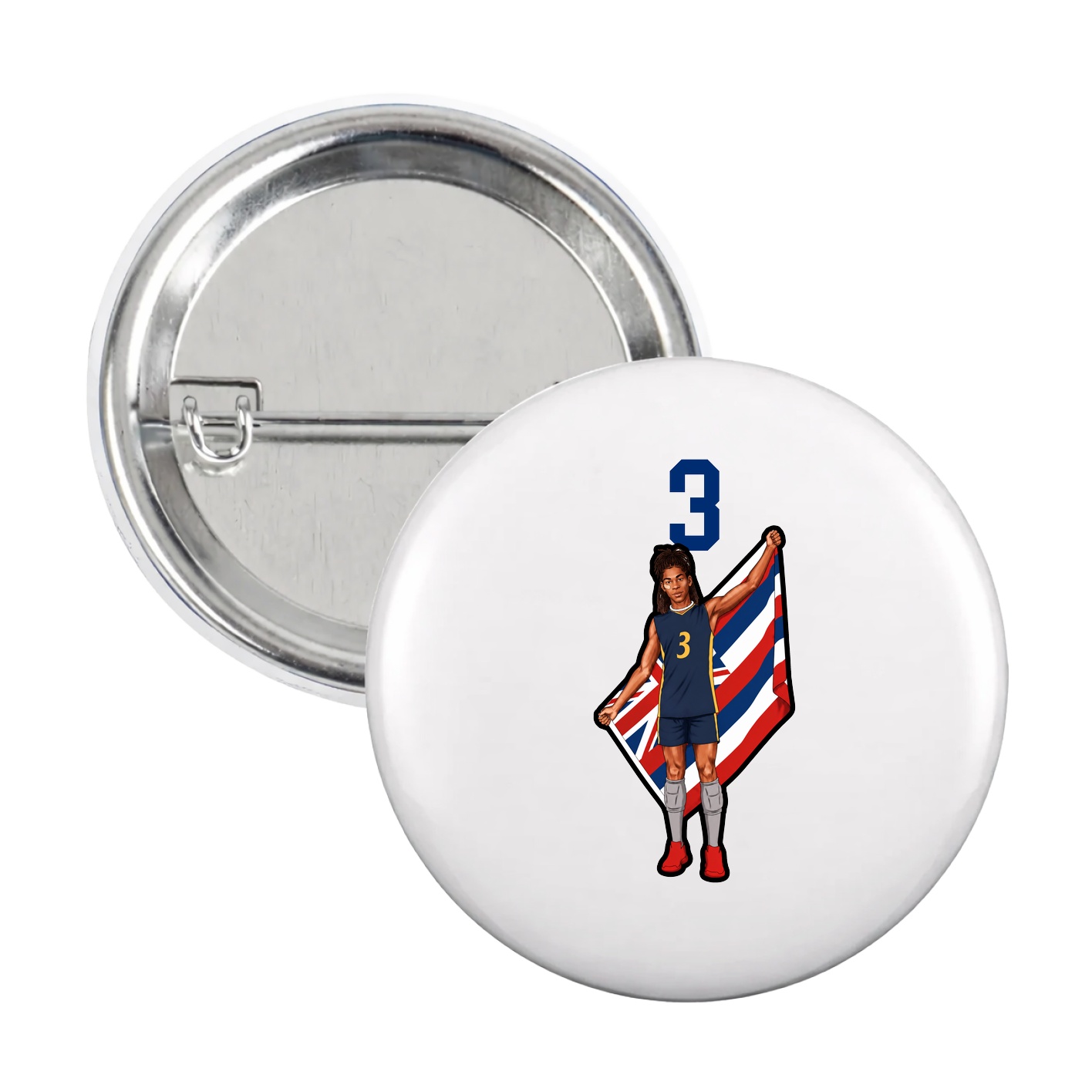 Game Day Button — Number Top in White