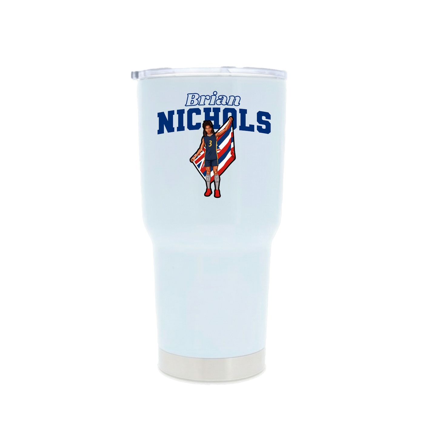 30oz Stainless Steel Tumbler — Name Arch in White