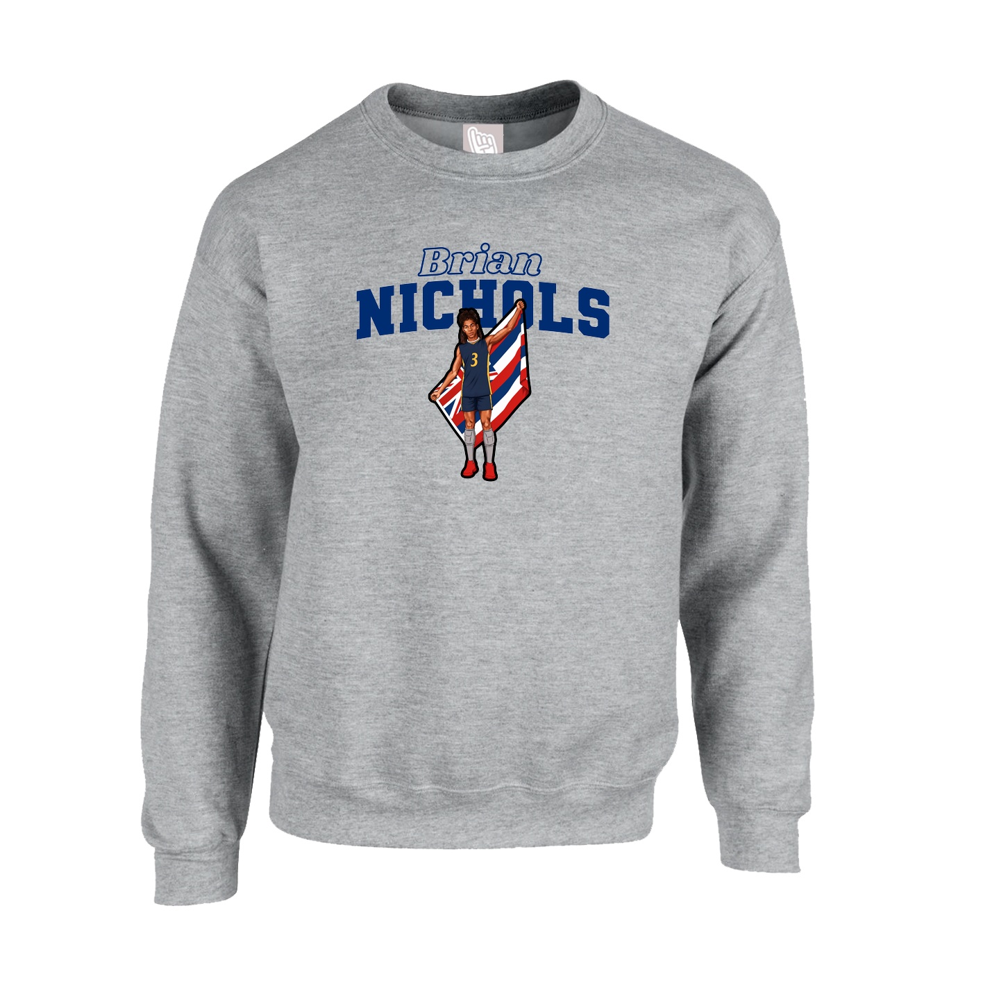 Fleece Crew — Name Arch in Grey
