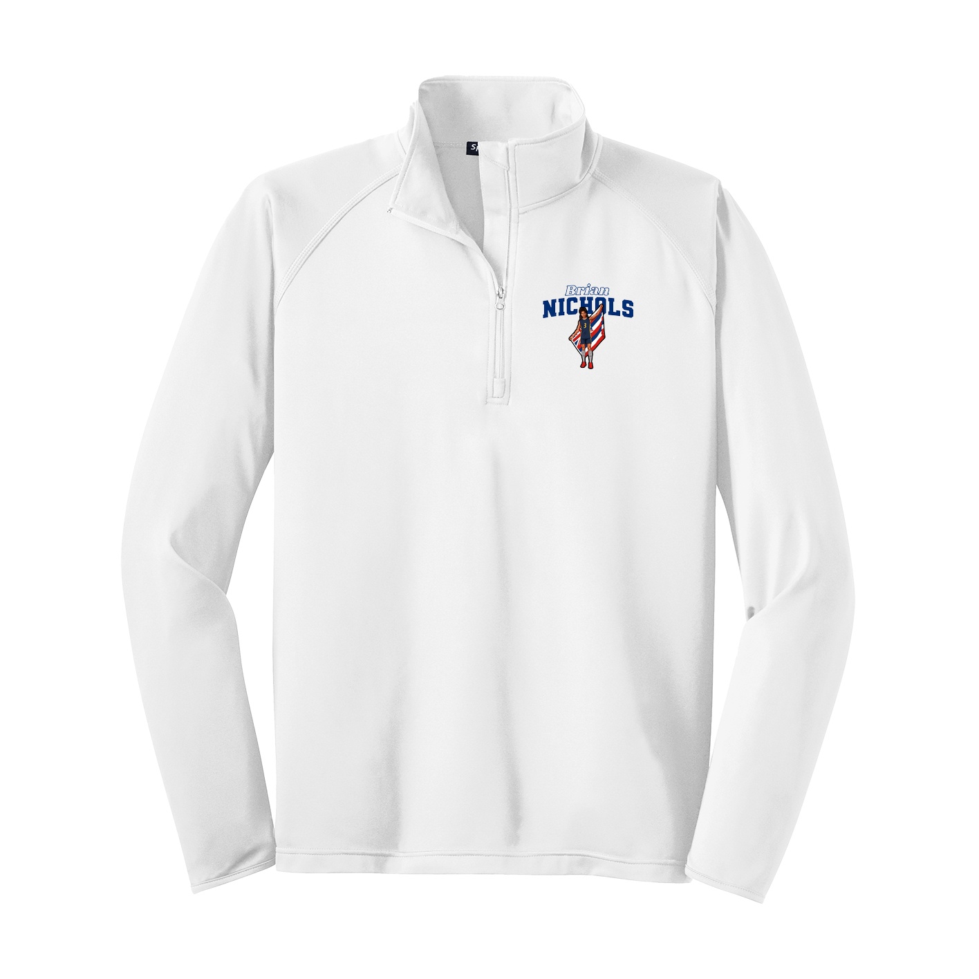 Q-Zip Pullover — Name Arch in White
