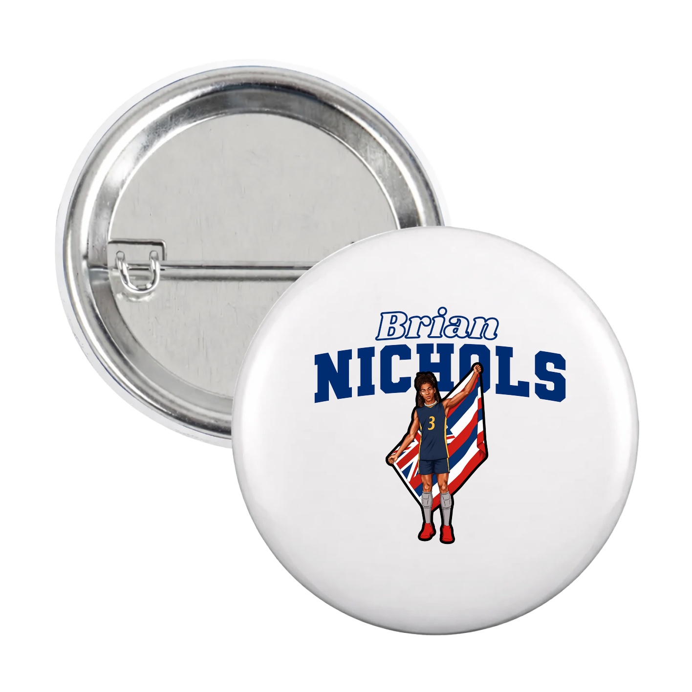 Game Day Button — Name Arch in White