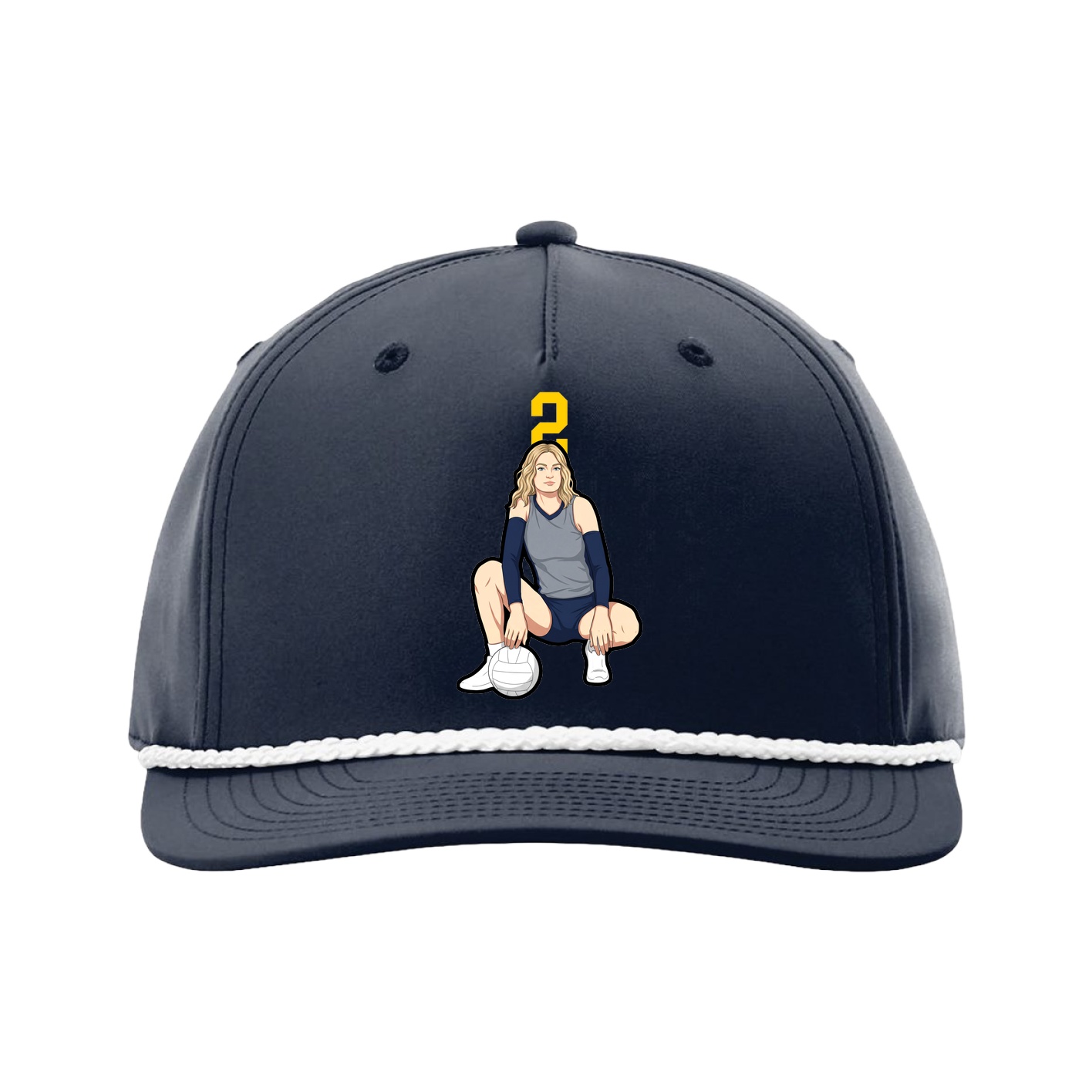 Five-Panel Classic Rope Cap — Number Top in Navy