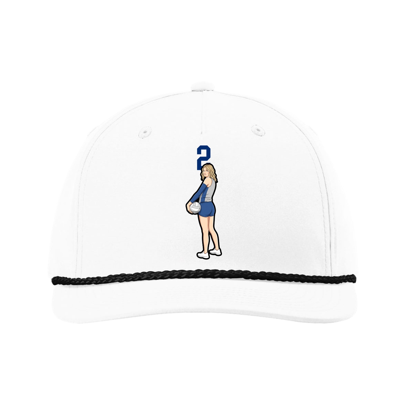 Five-Panel Classic Rope Cap — Number Top in White