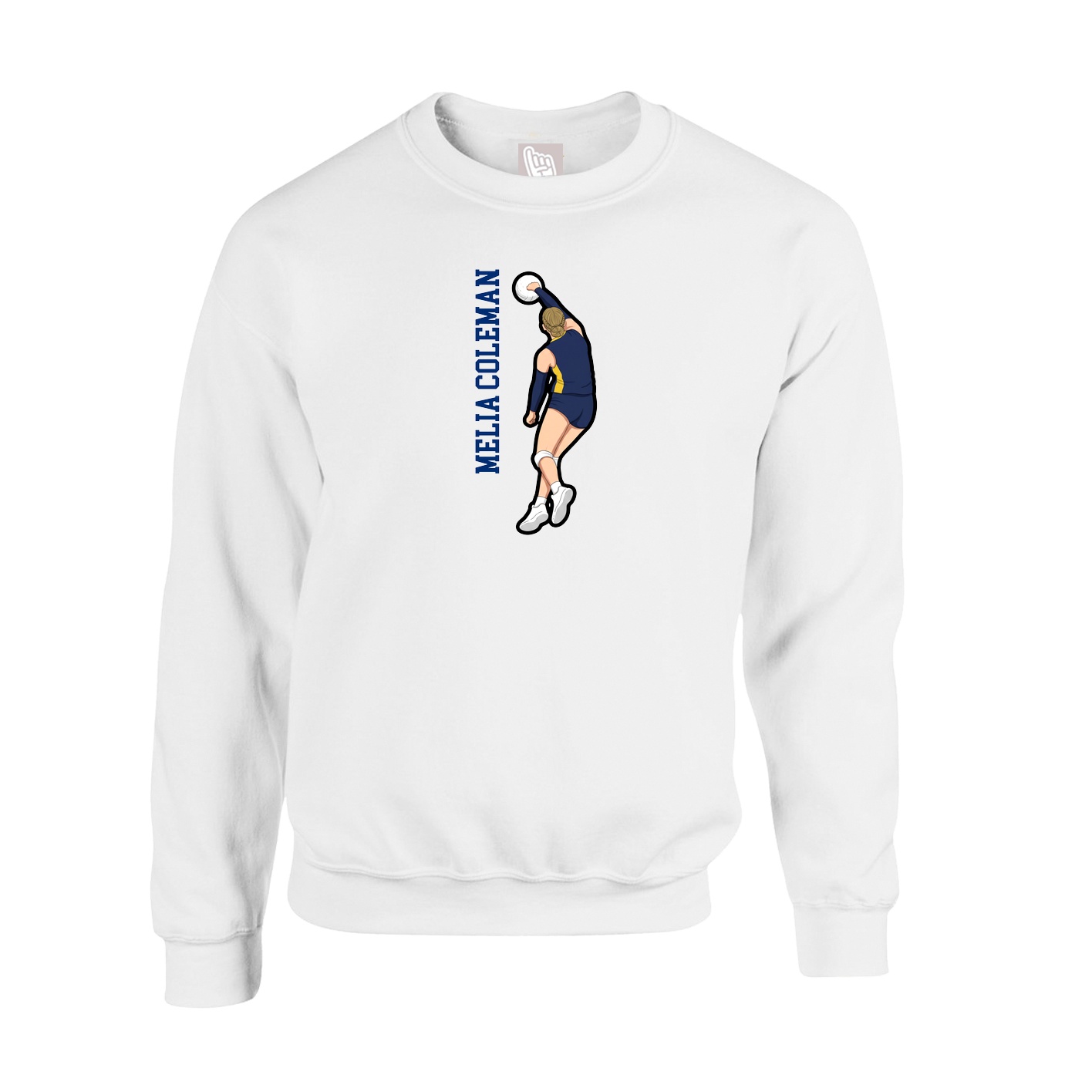 Fleece Crew — Name Vertical in White