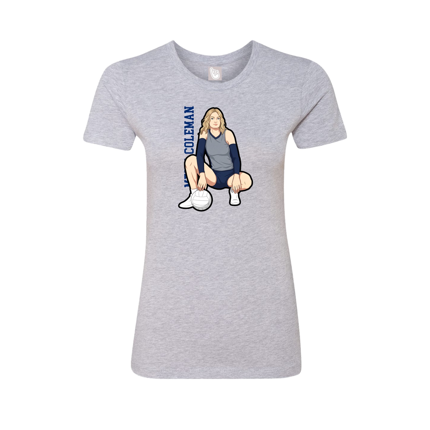 Fitted Women's Tee — Name Vertical in Grey