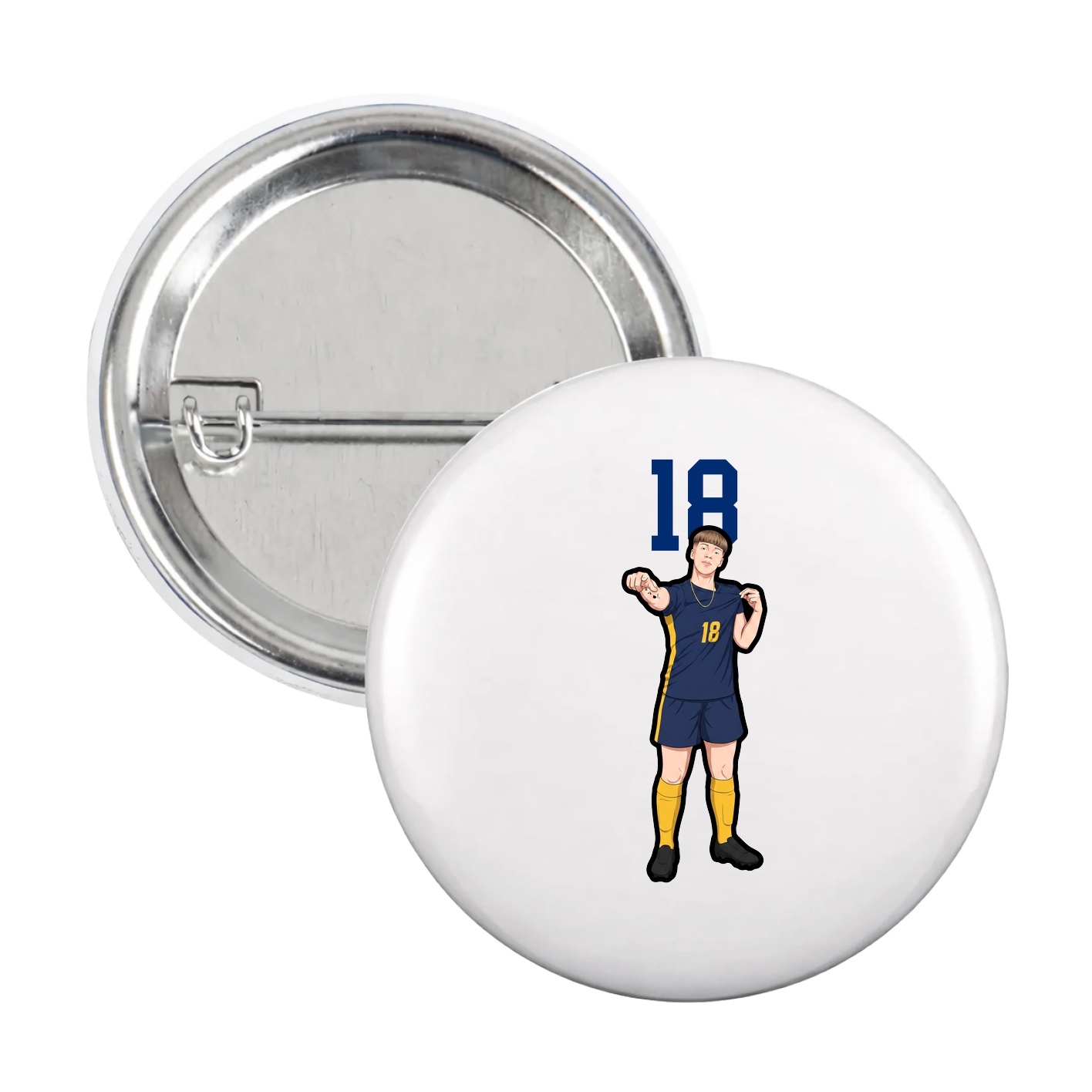 Game Day Button — Number Top in White