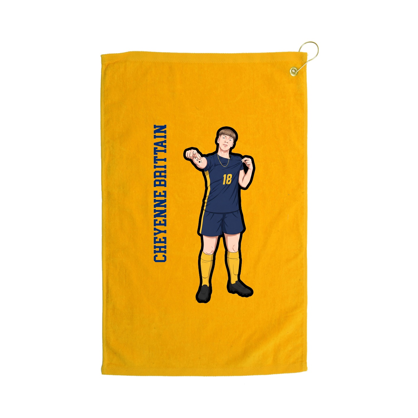 Golf Towel — Name Vertical in Gold