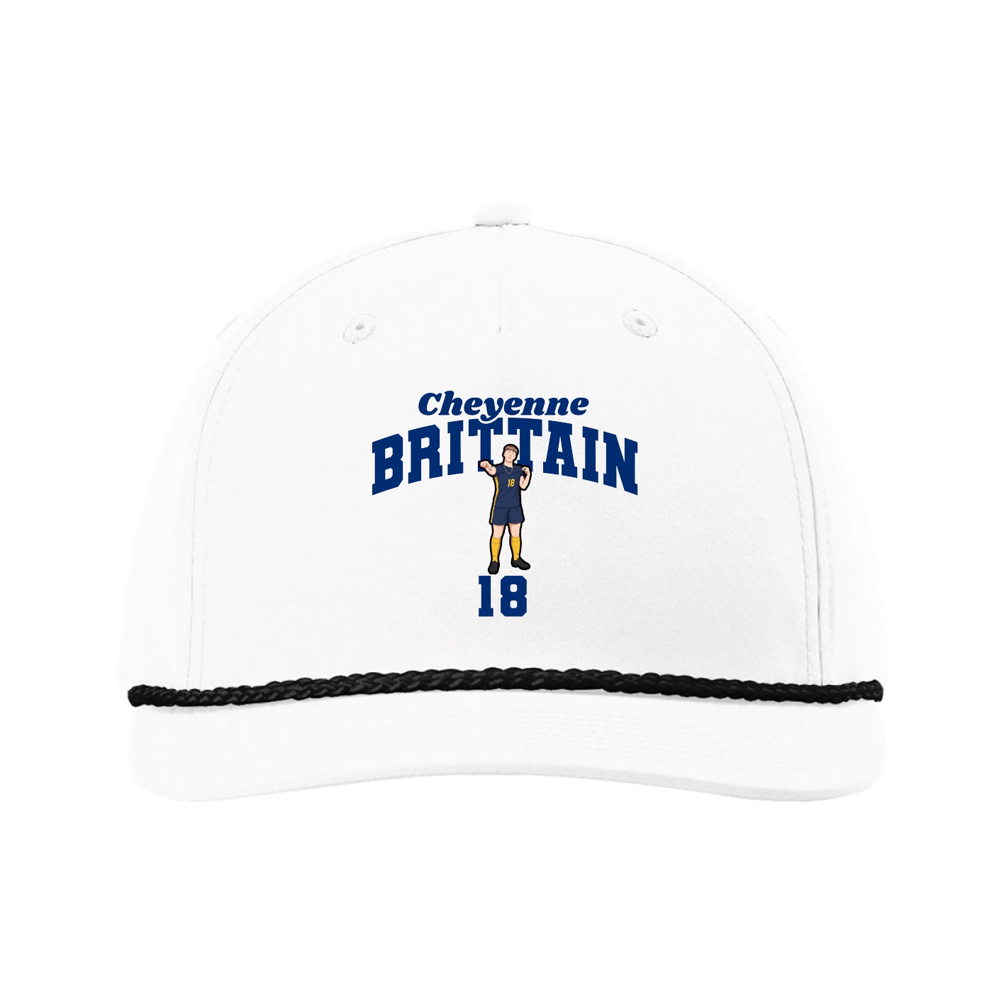 Five-Panel Classic Rope Cap — Signature Arch in White