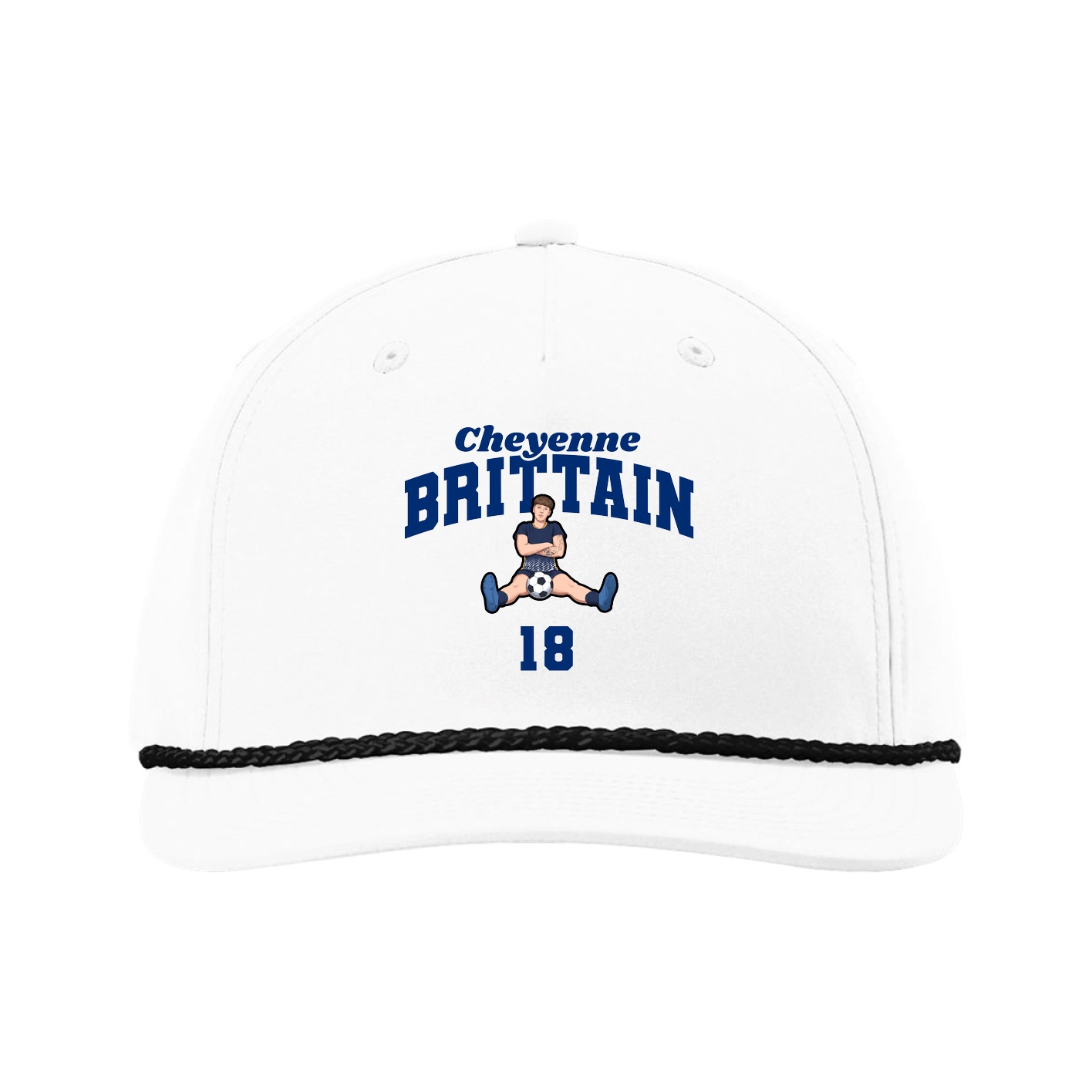 Five-Panel Classic Rope Cap — Signature Arch in White