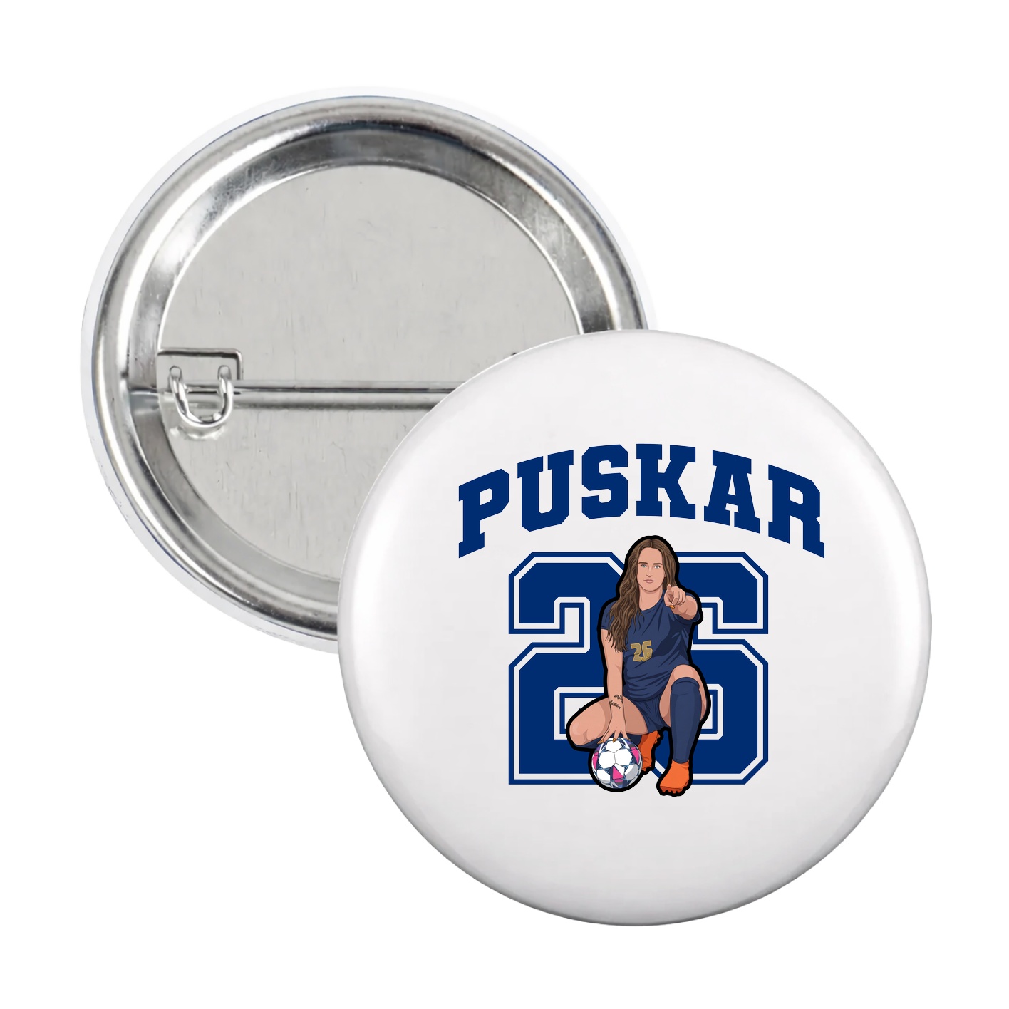Game Day Button — Number in White