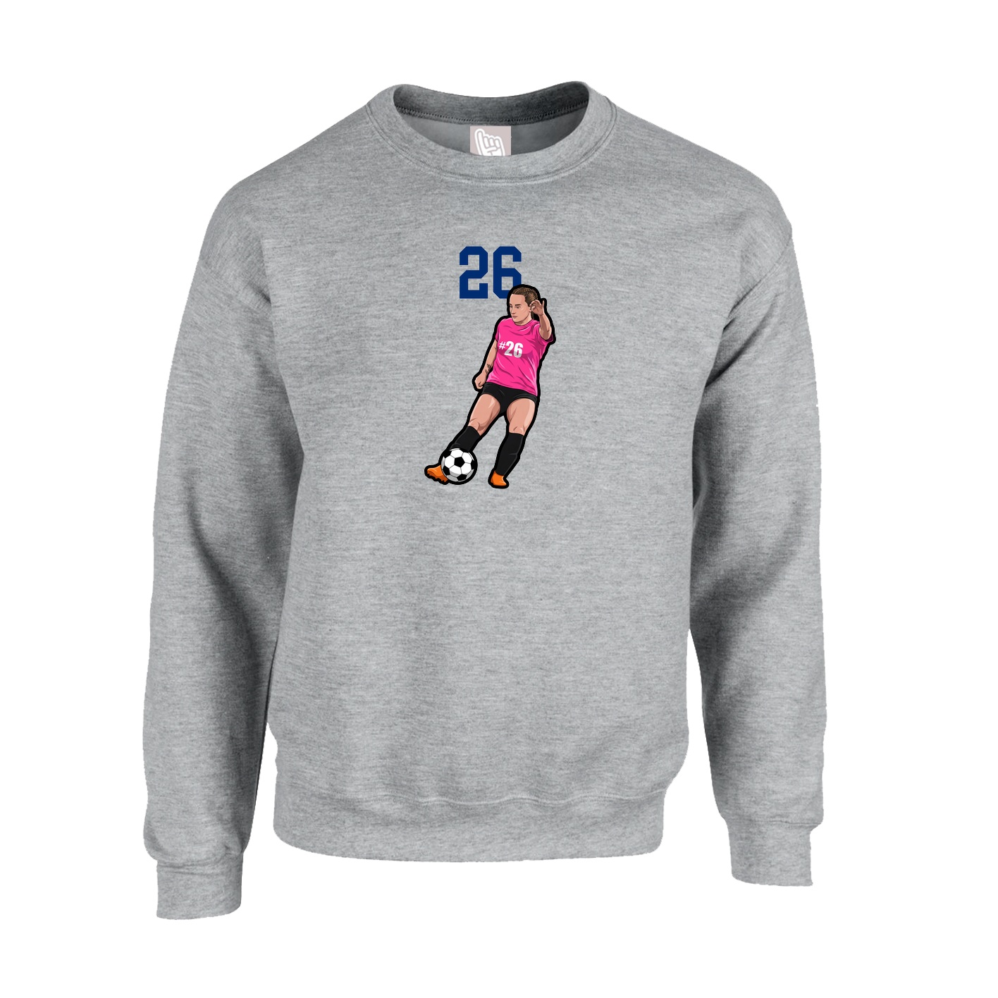 Fleece Crew — Number Top in Grey