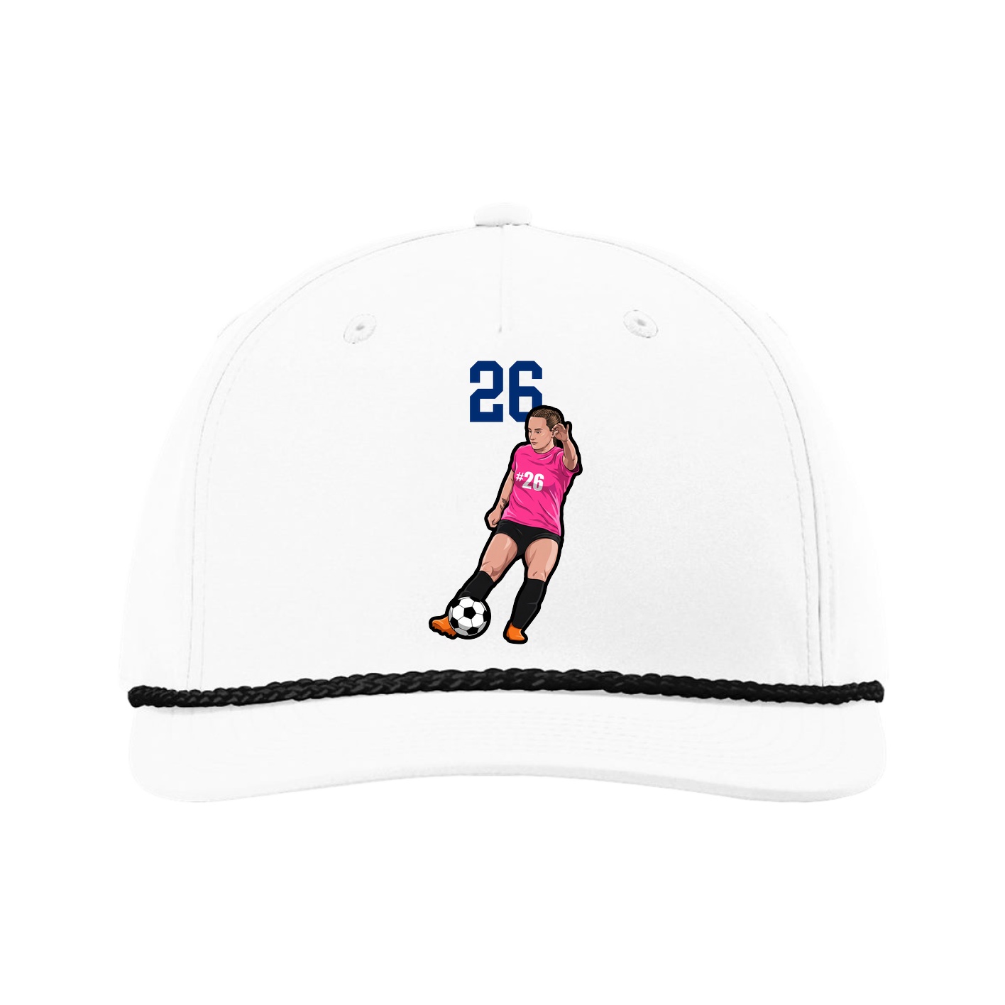 Five-Panel Classic Rope Cap — Number Top in White