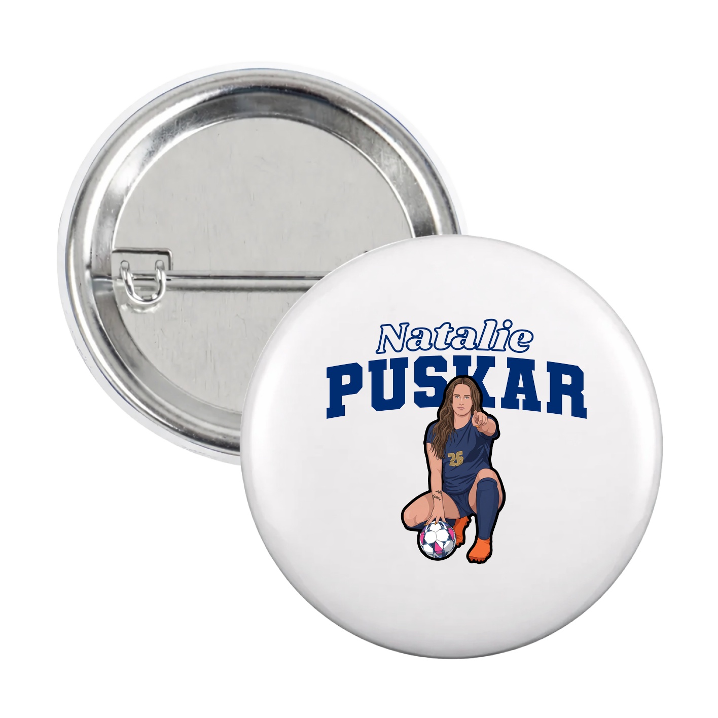Game Day Button — Name Arch in White