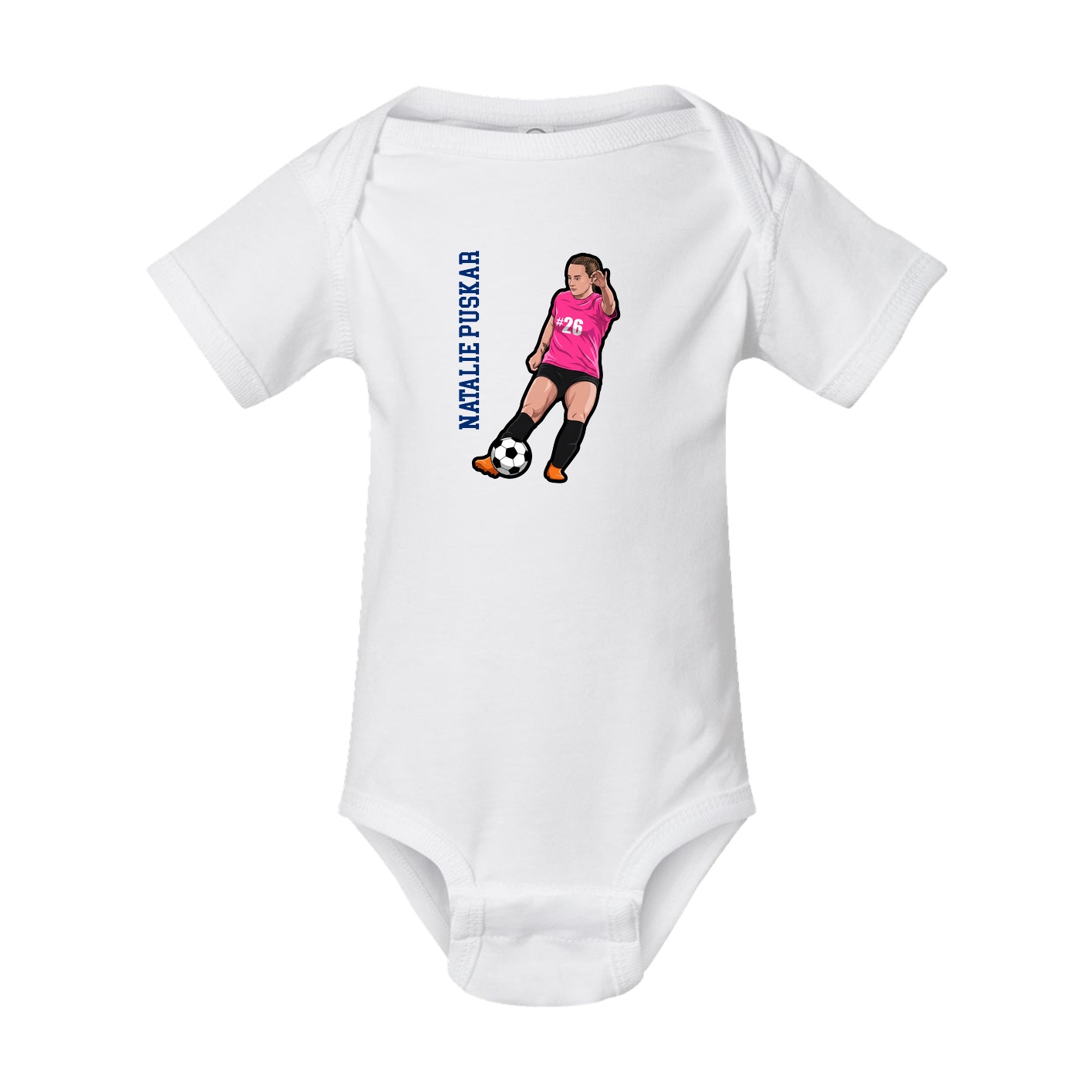 Baby Onesie — Name Vertical in White