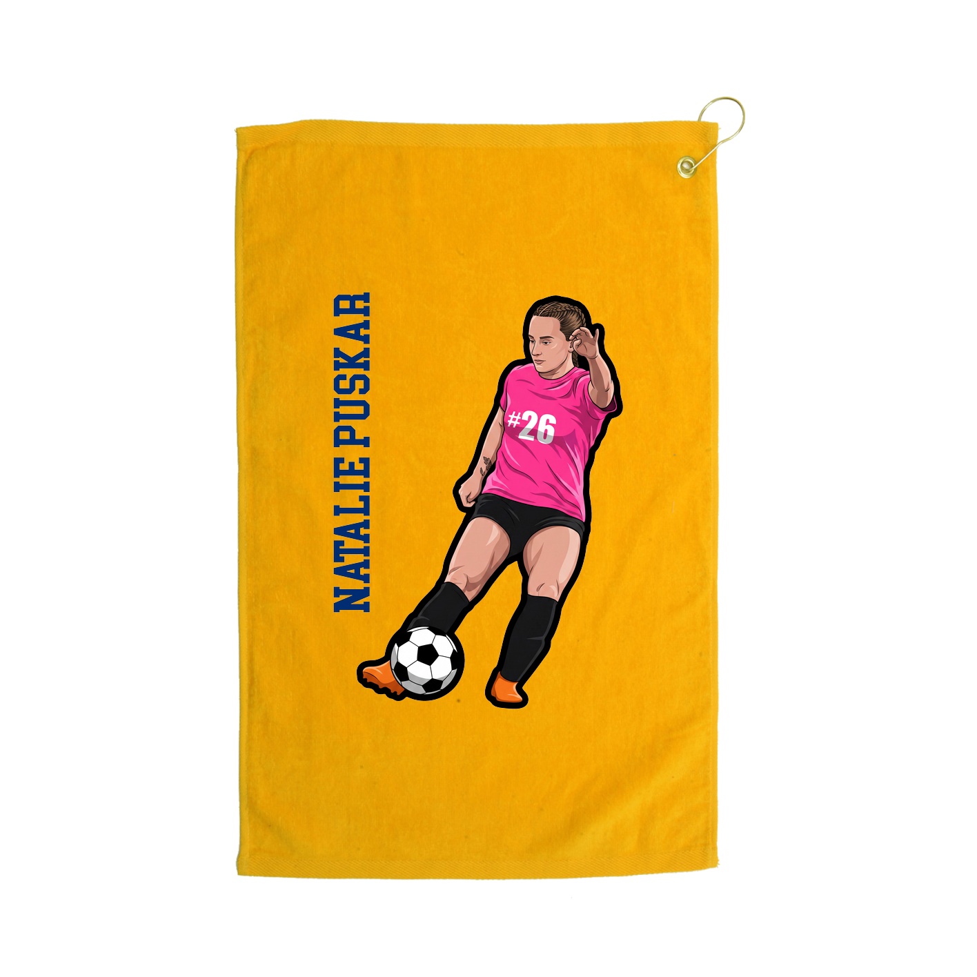 Golf Towel — Name Vertical in Gold