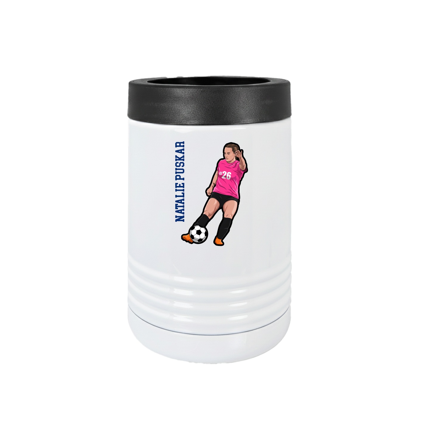 Beverage Holder — Name Vertical in White