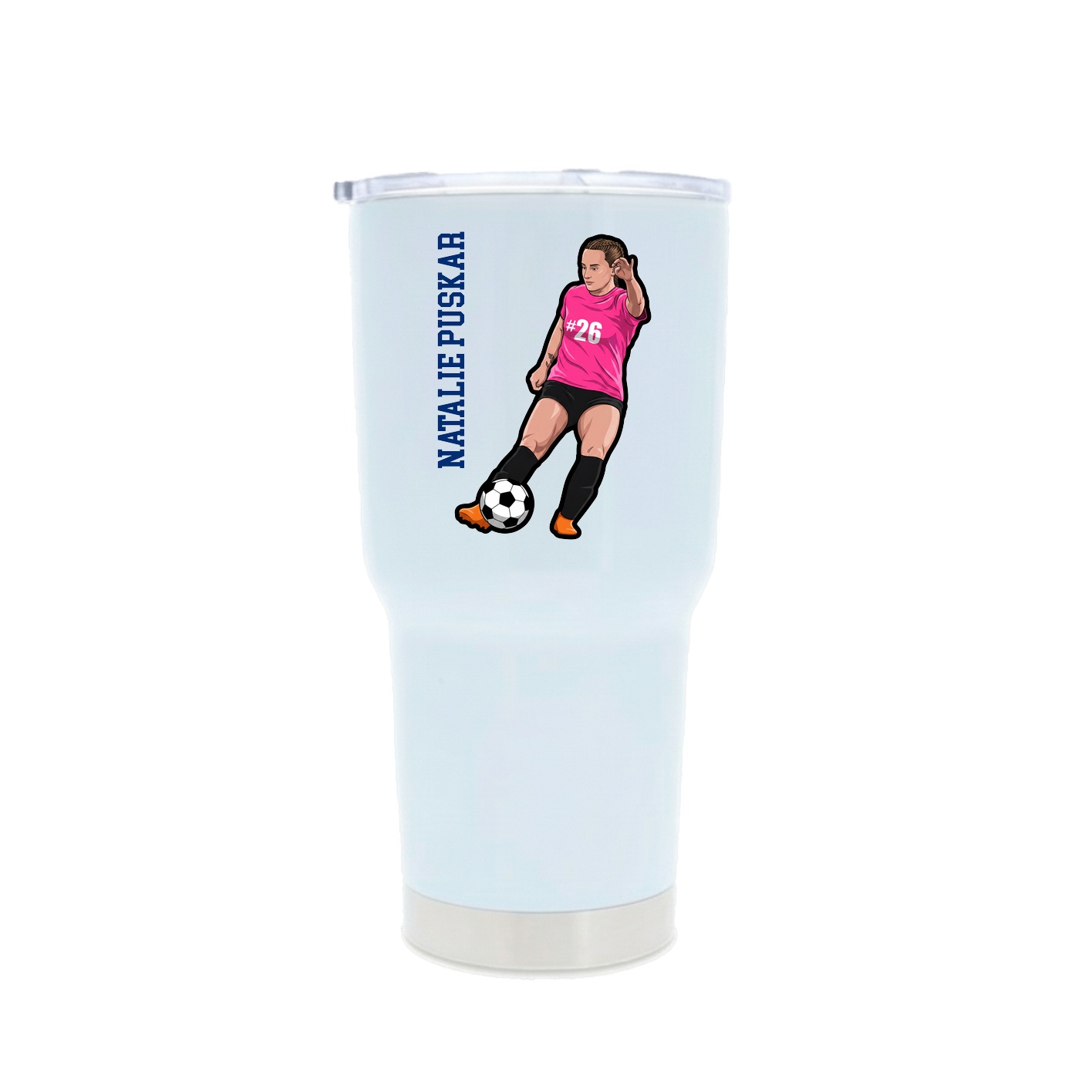 30oz Stainless Steel Tumbler — Name Vertical in White