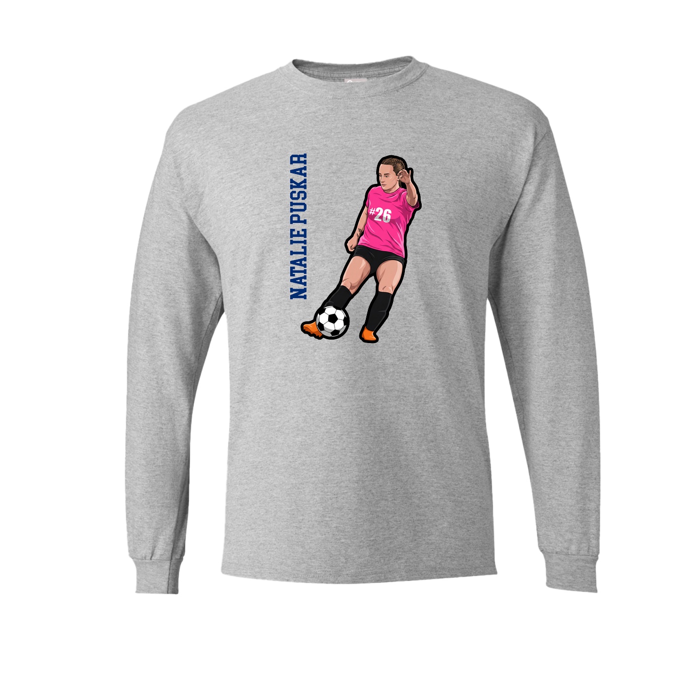 Long Sleeve Tee — Name Vertical in Grey