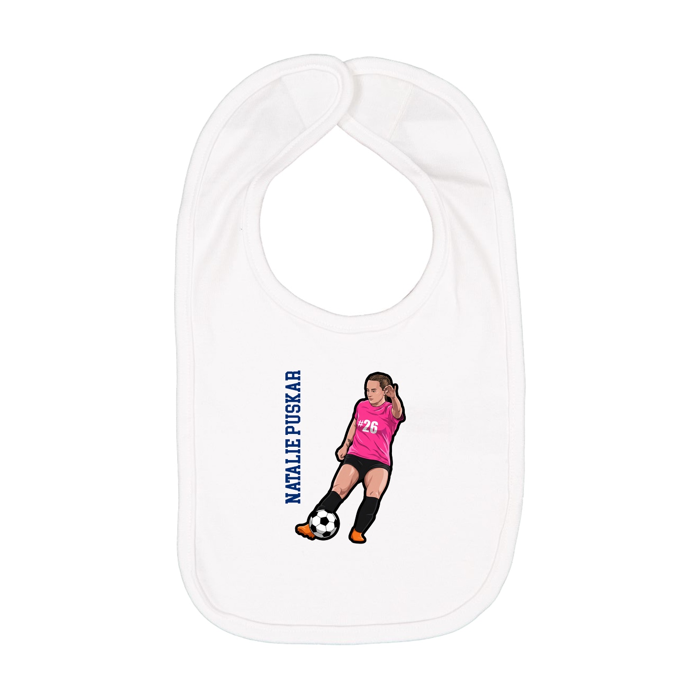 Infant Bib — Name Vertical in White