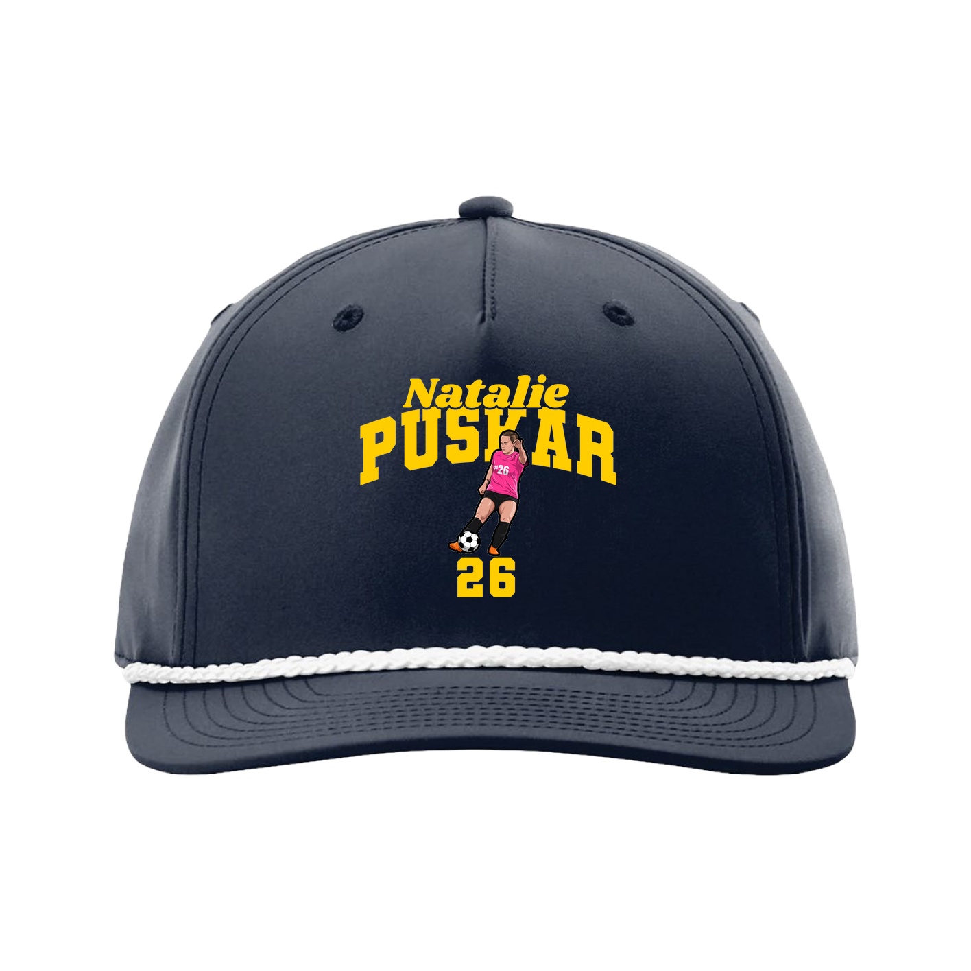 Five-Panel Classic Rope Cap — Signature Arch in Navy