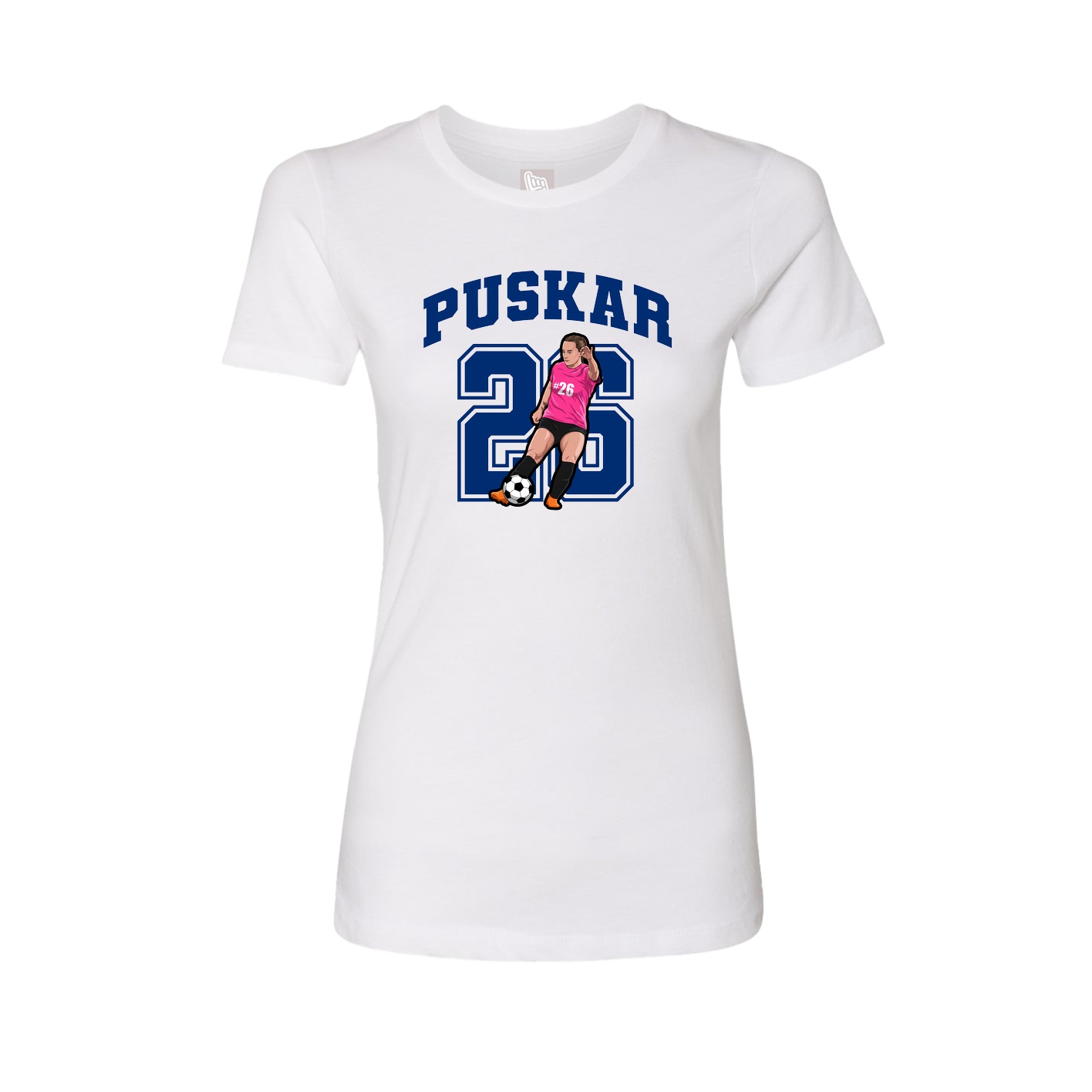 Fitted Women's Tee — Number in White