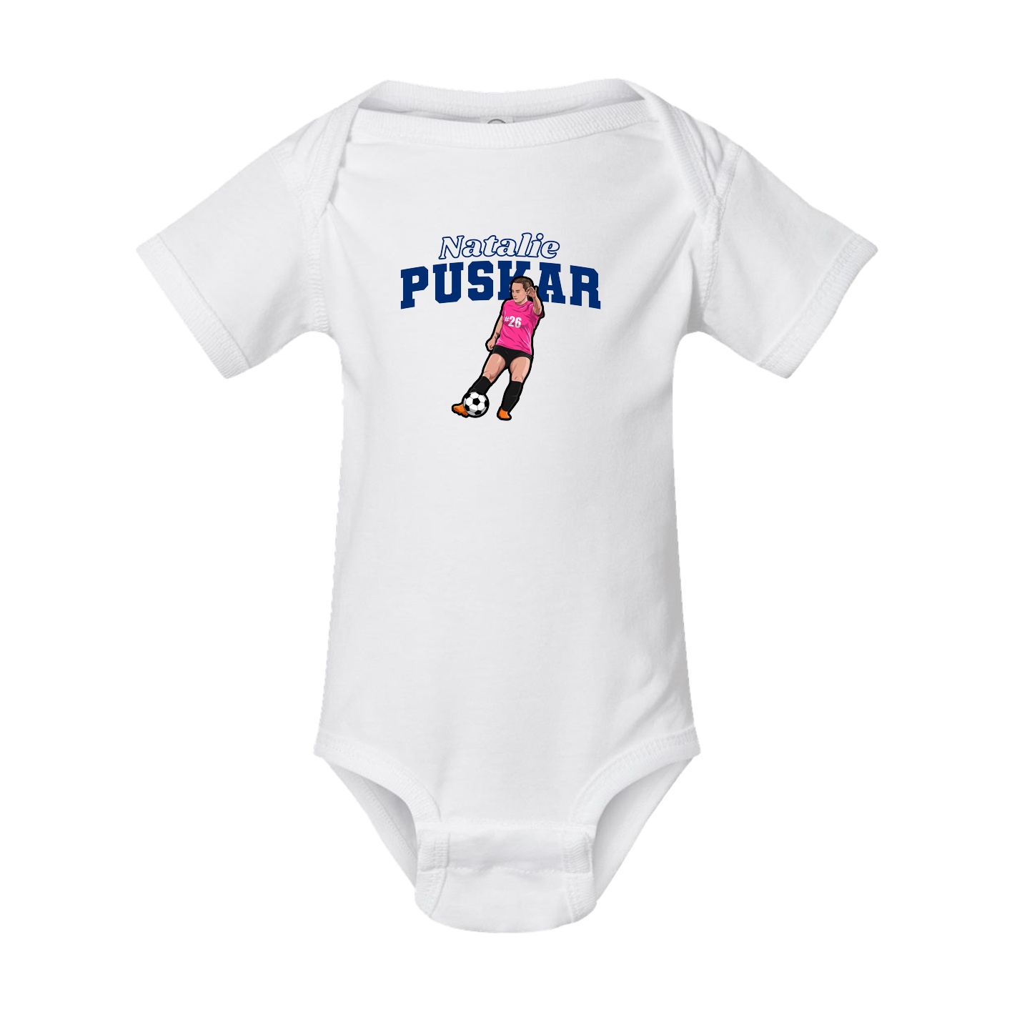 Baby Onesie — Name Arch in White