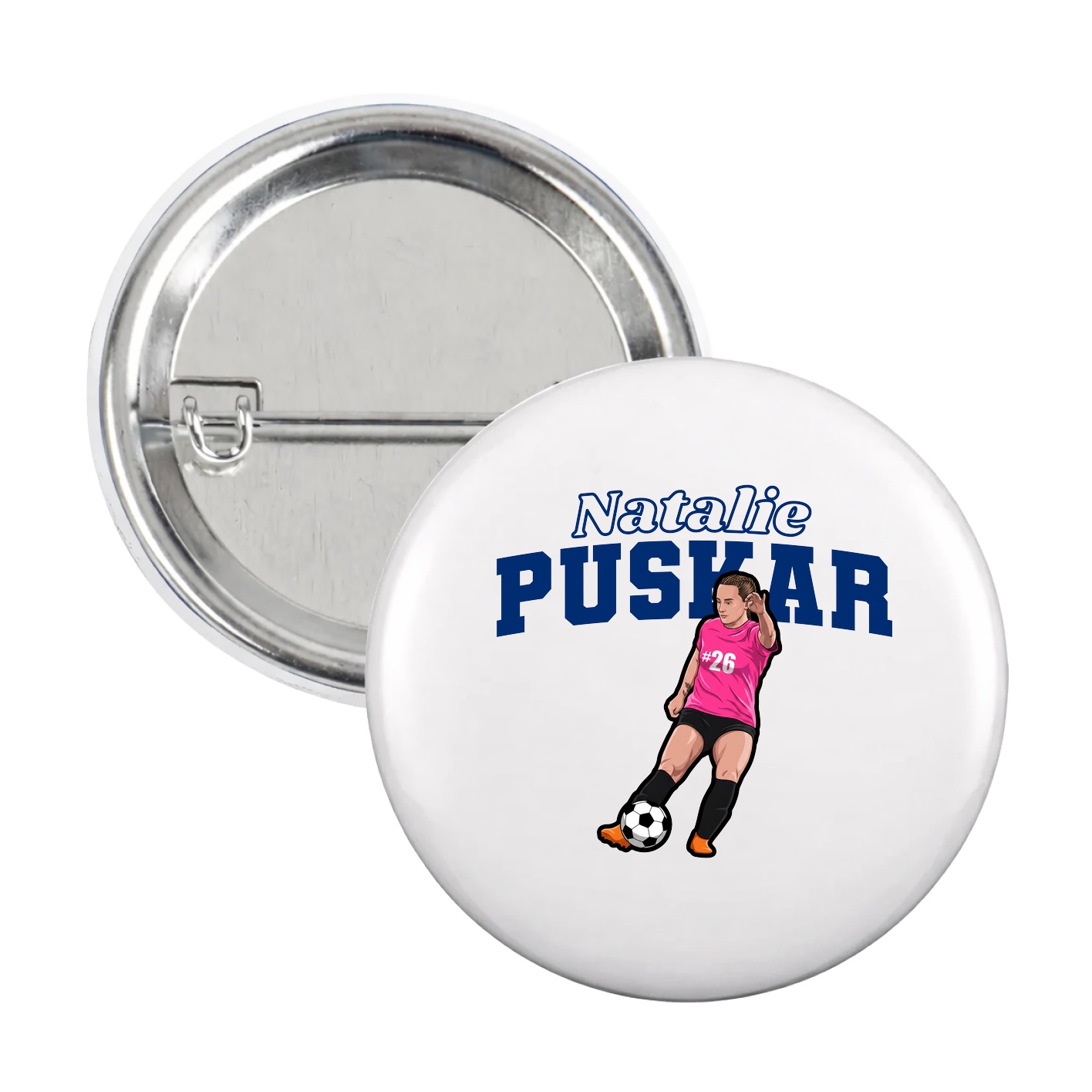 Game Day Button — Name Arch in White