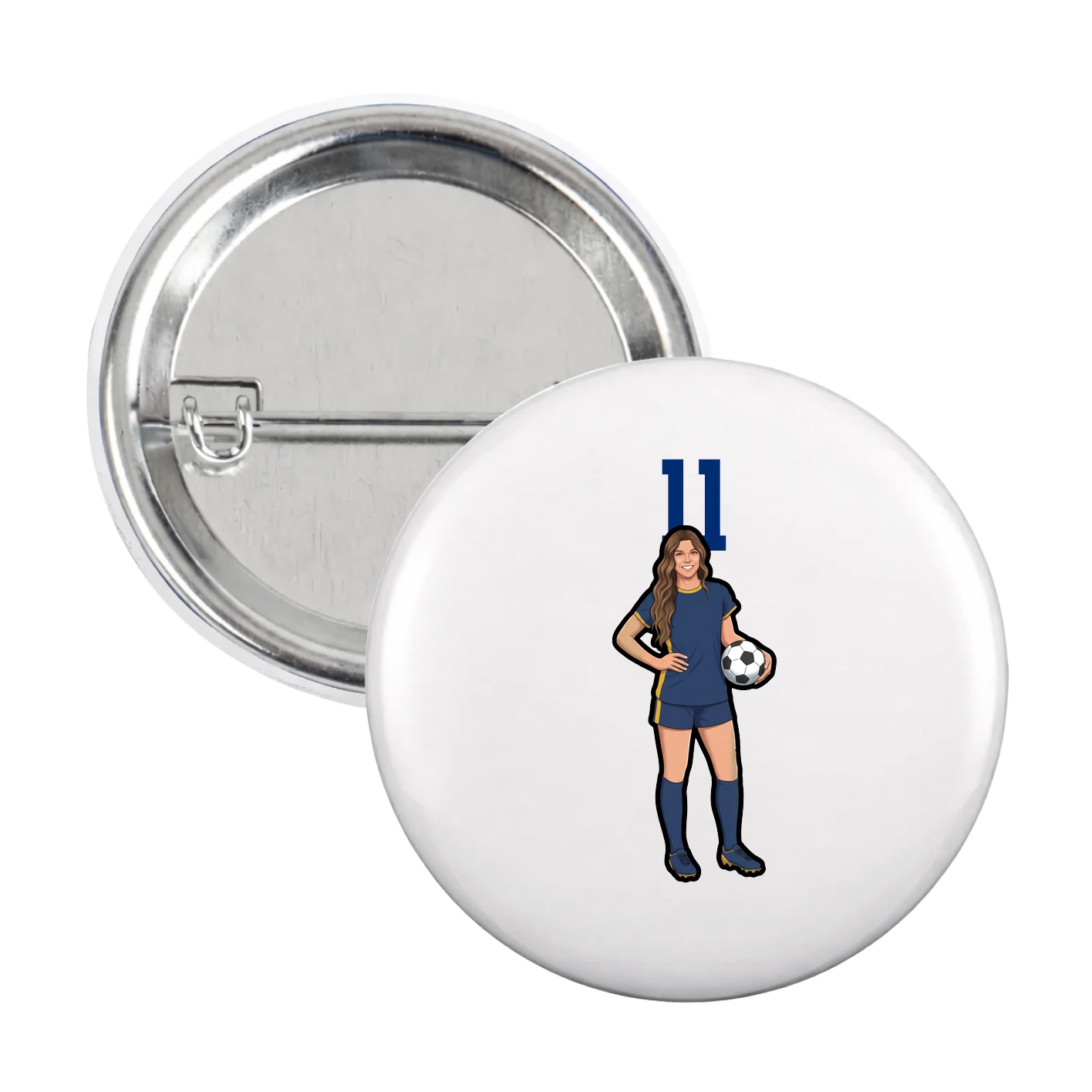 Game Day Button — Number Top in White