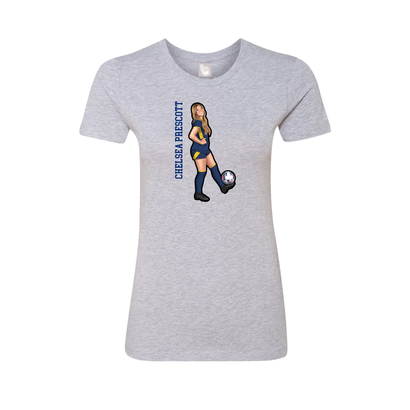 Fitted Women's Tee — Name Vertical in Grey