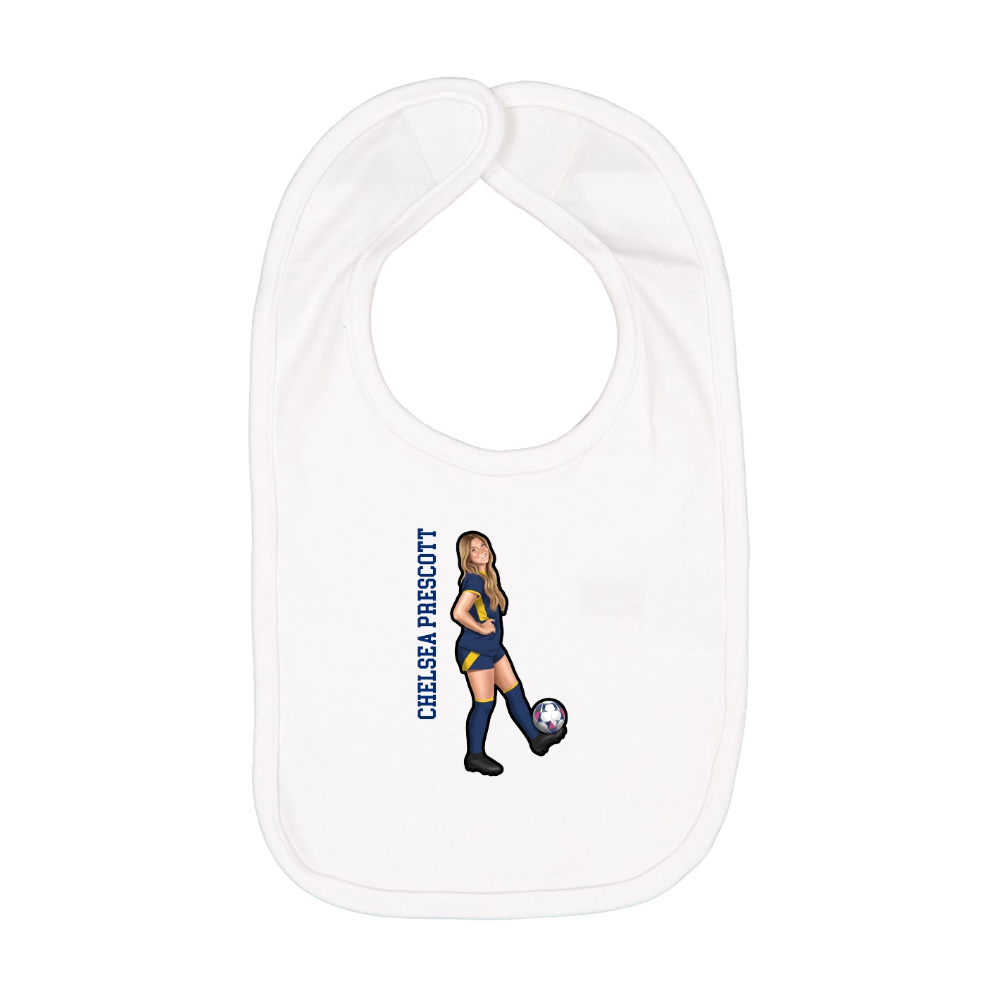 Infant Bib — Name Vertical in White