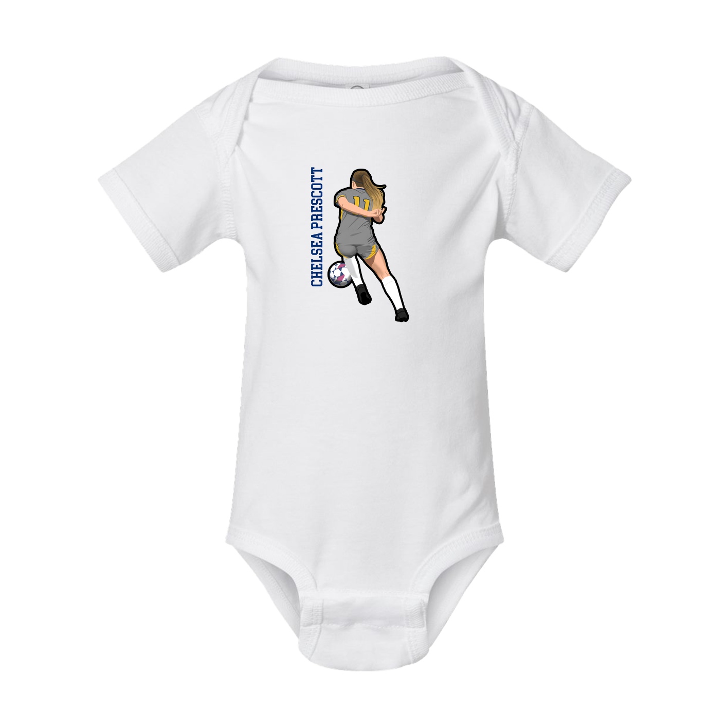 Baby Onesie — Name Vertical in White
