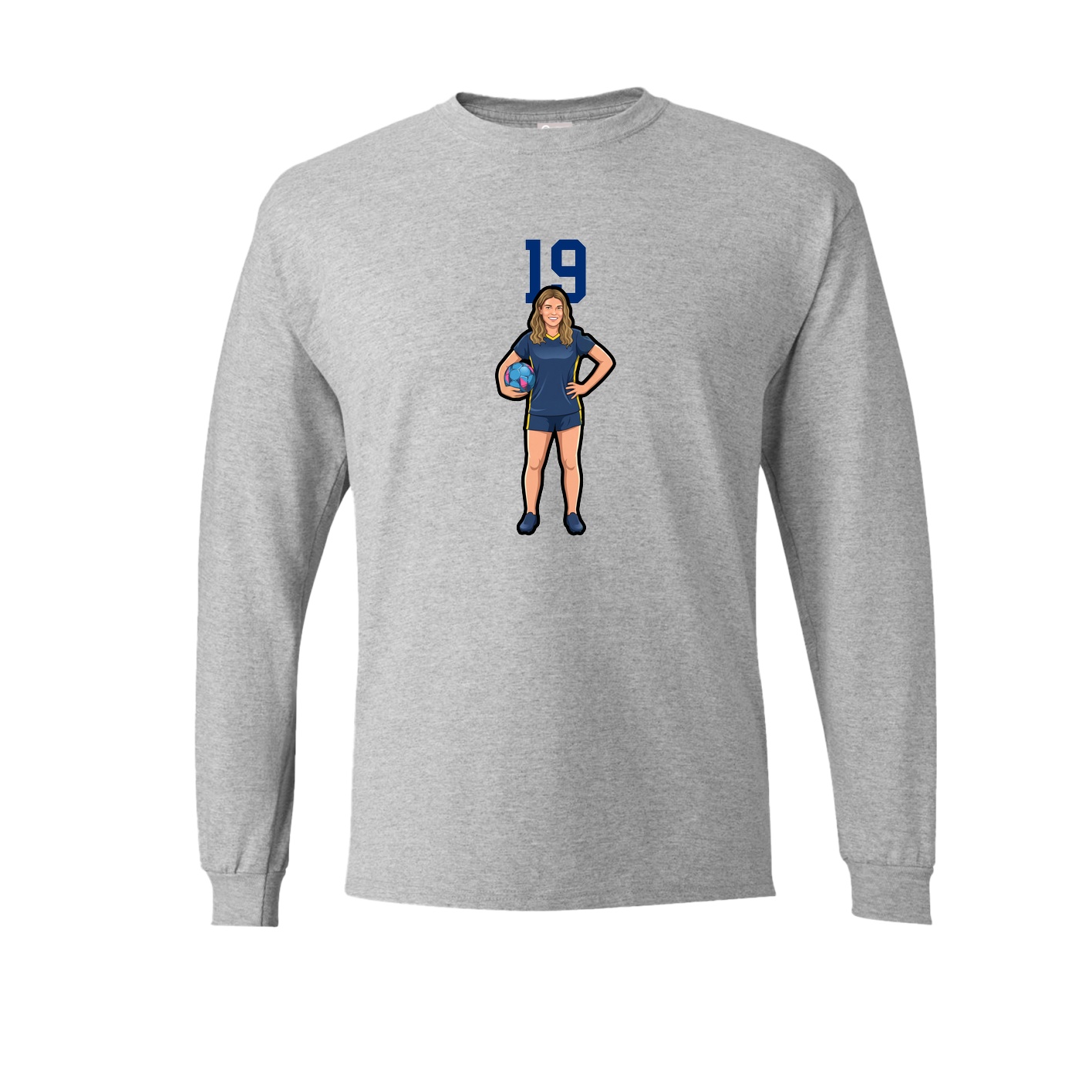 Long Sleeve Tee — Number Top in Grey