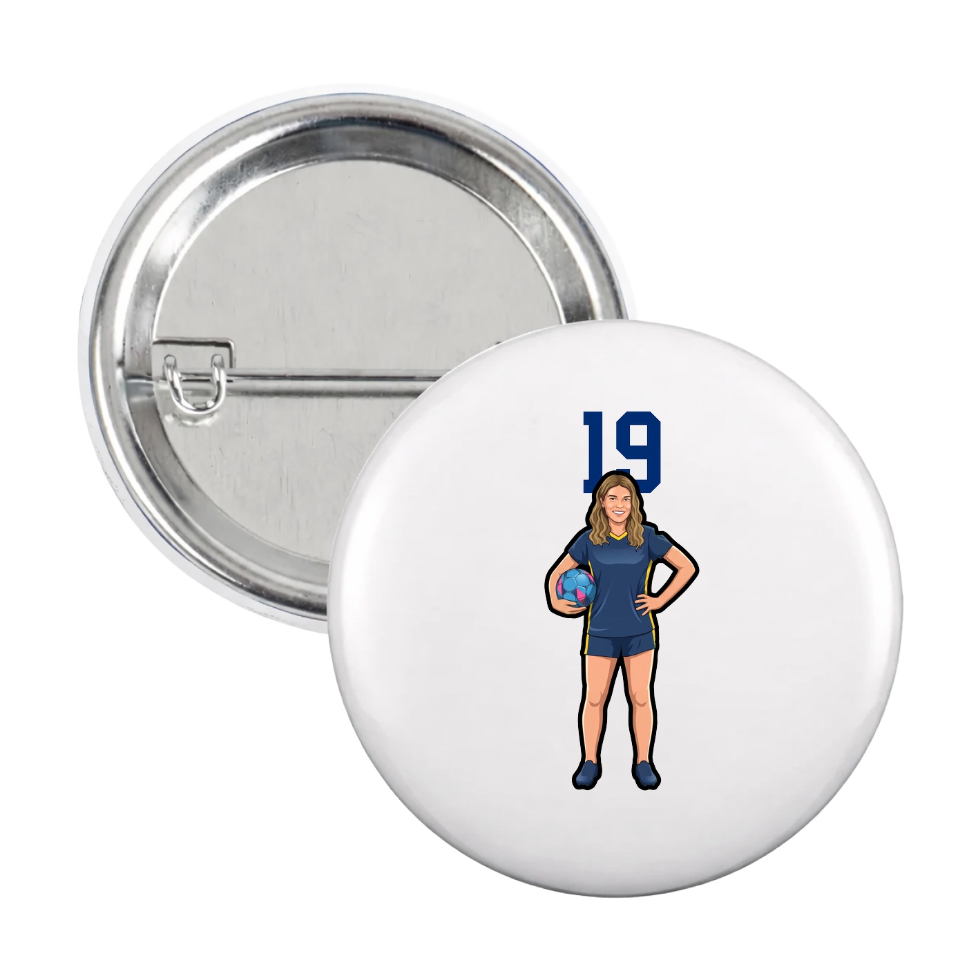 Game Day Button — Number Top in White