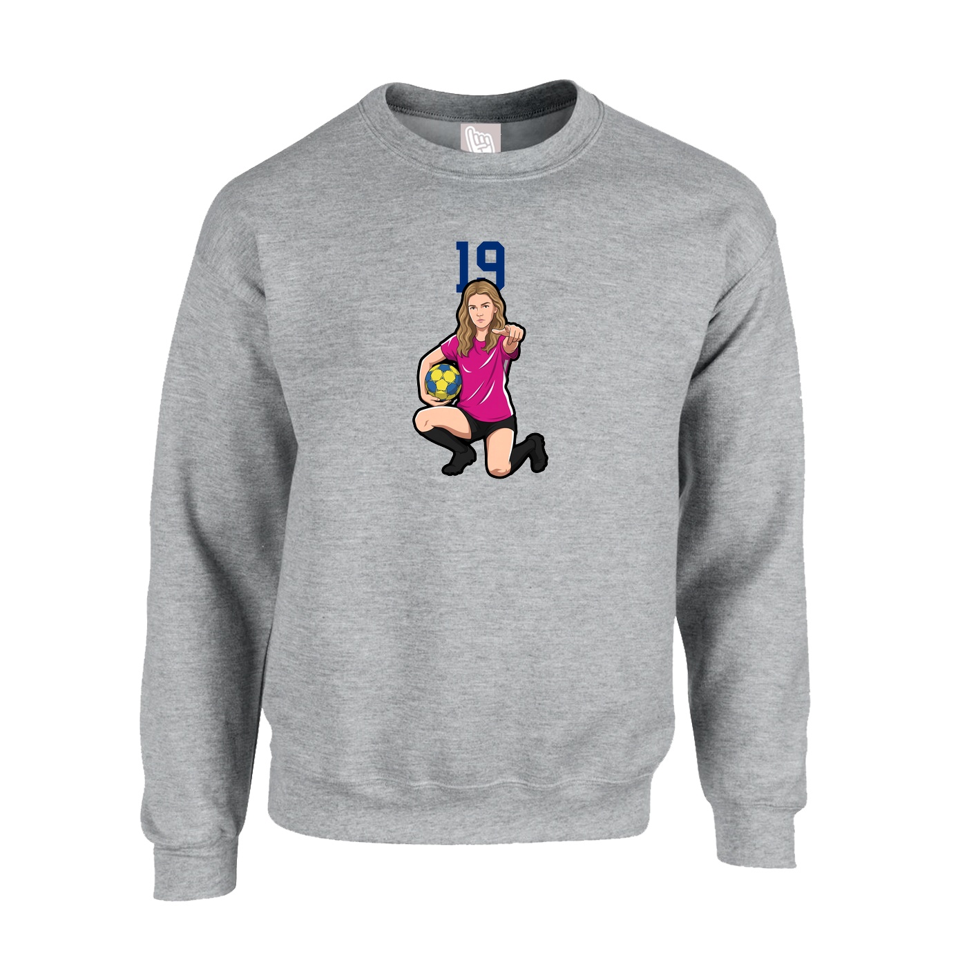 Fleece Crew — Number Top in Grey