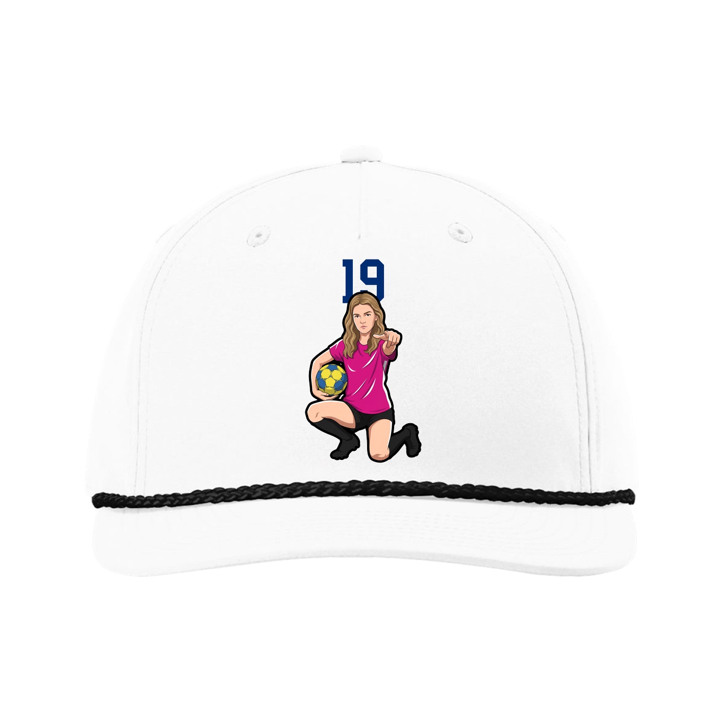 Five-Panel Classic Rope Cap — Number Top in White