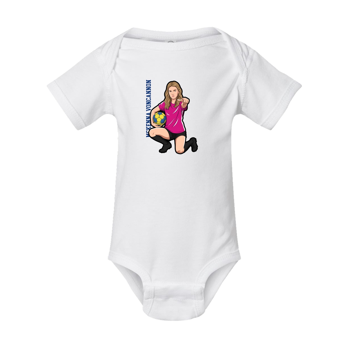 Baby Onesie — Name Vertical in White