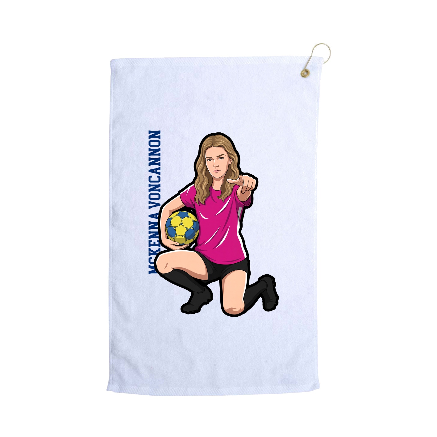 Golf Towel — Name Vertical in White